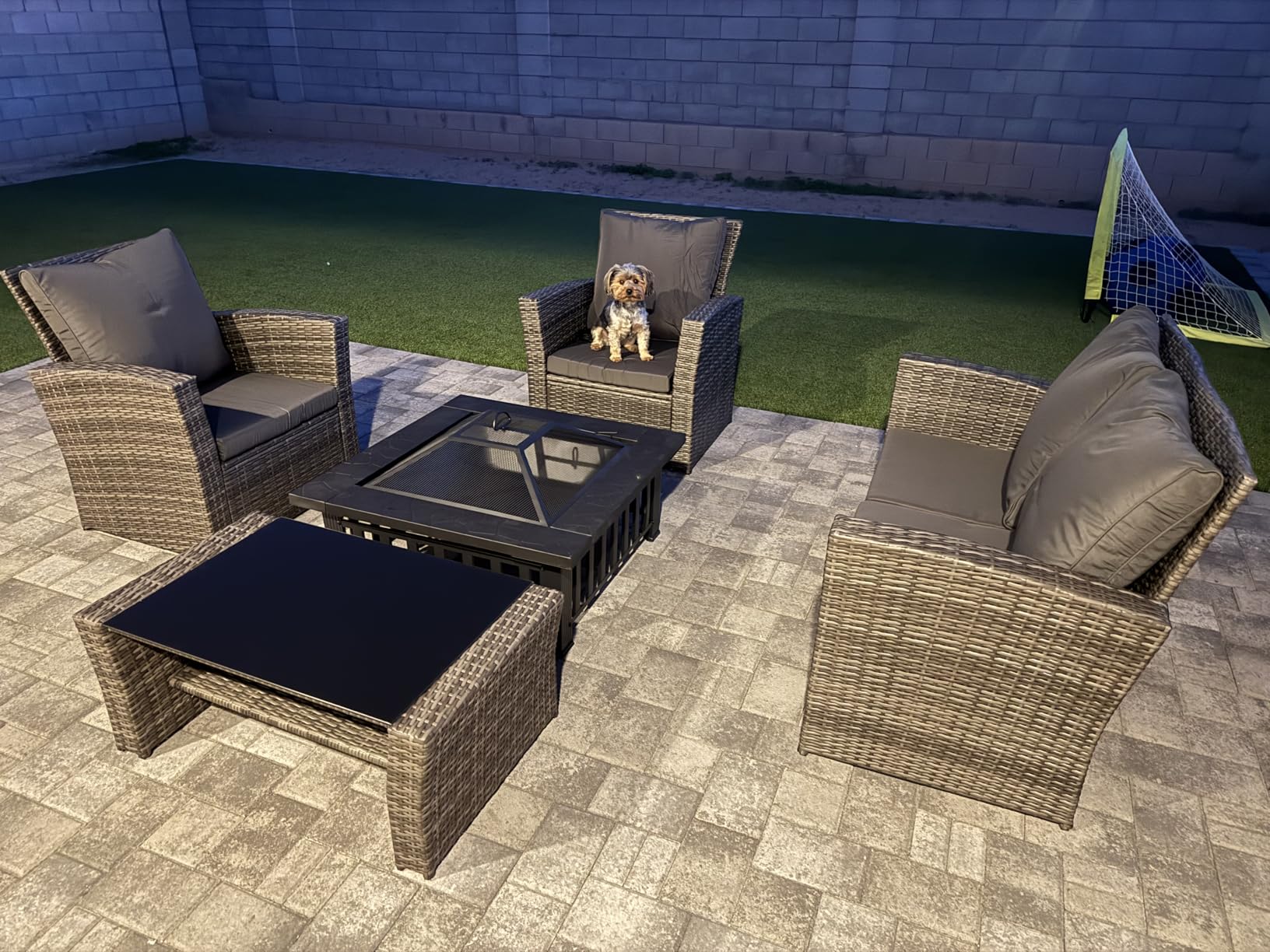 Wisteria Lane 4 Piece Patio Furniture Set, Wicker Outdoor Patio Conversation Furniture Set, All Weather Outdoor Patio Sofa with Cushion and Glass Table, Brown Customer Review Wisteria Lane 4 Piece Patio Furniture Set, Wicker Outdoor Patio Conversation Furniture Set, All Weather Outdoor Patio Sofa with Cushion and Glass Table, Brown - Customer Photo 3