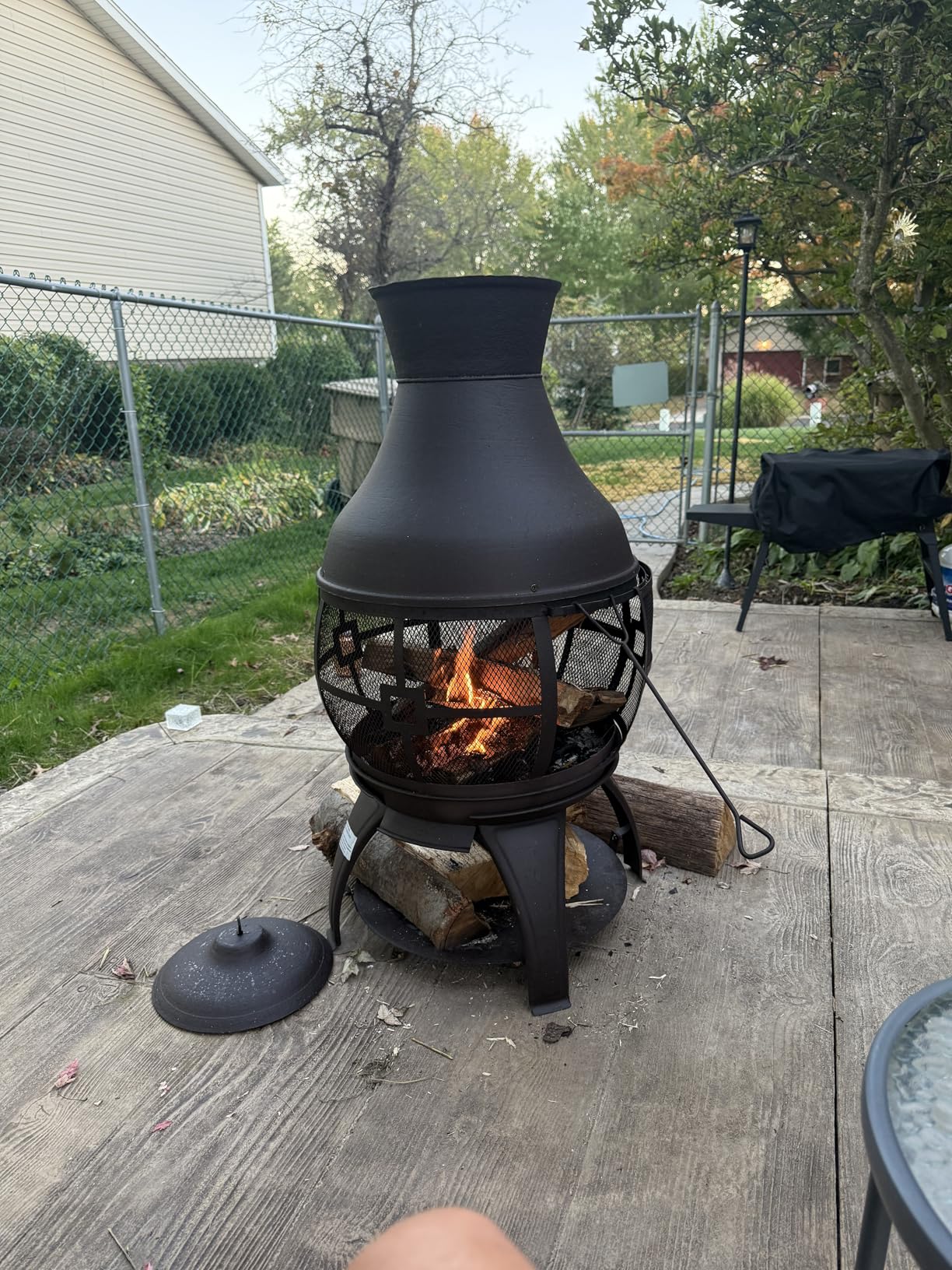 BALI OUTDOORS Chiminea Outdoor Fireplace, Outdoor Wood Burning Fire Pits for Backyard, Garden, Camping, Brown-Black | Wood Burning Fire Pit, Metal Patio Heater for Backyard, Garden, Camping for Outside Heating, Brown-Black customer photo 2