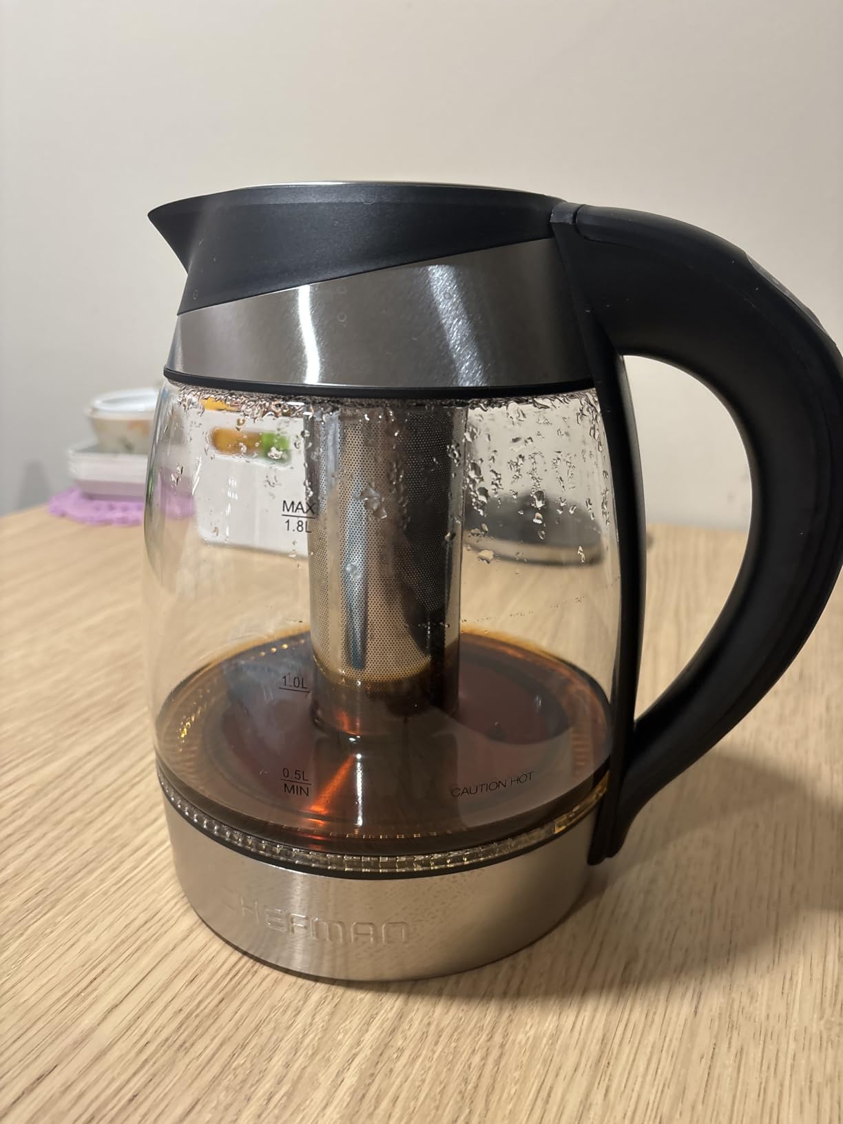 Chefman Electric Kettle with Temperature Control, 5 Presets LED Indicator Lights, Removable Tea Infuser, Glass Tea Kettle & Hot Water Boiler, 360° Swivel Base, BPA Free, Stainless Steel, 1.8 Liters - Customer Photo 1