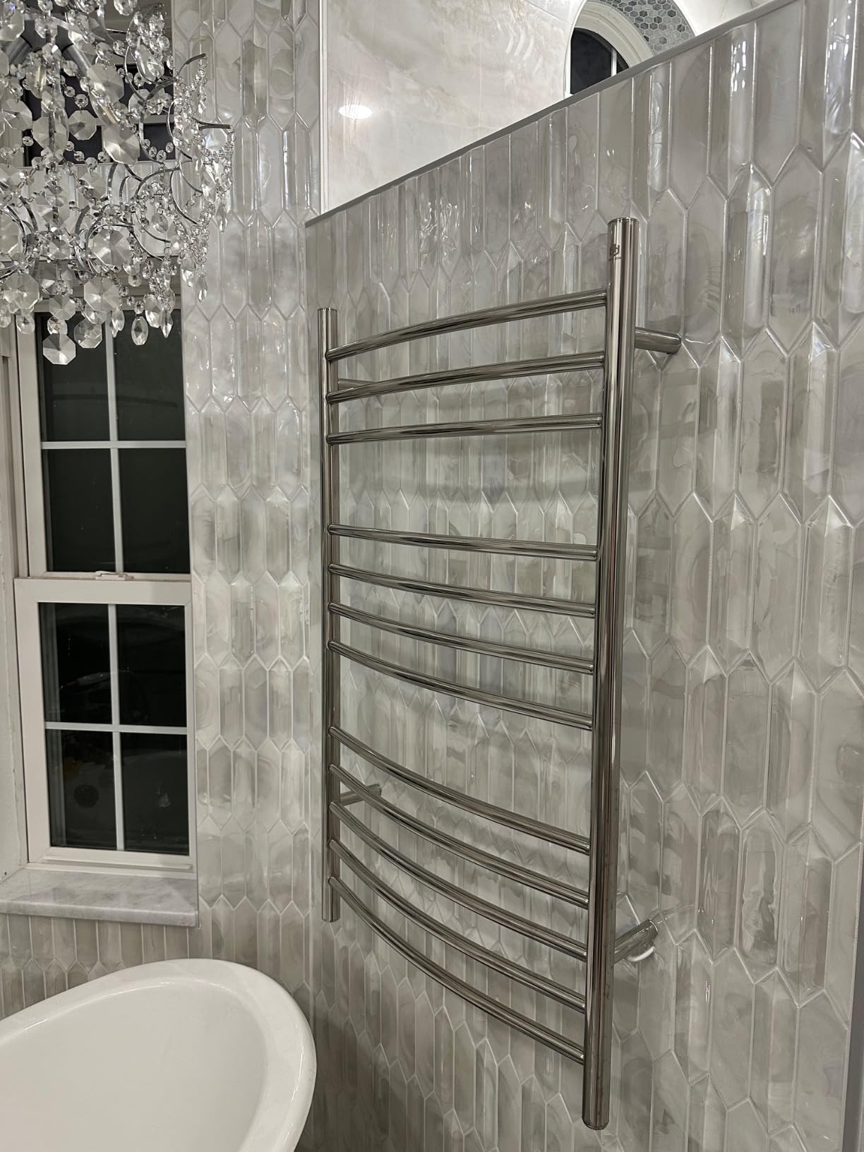 HEATGENE Towel Warmer Wall Mount Electric Plug-in/Hardwired Heated Towel Rack Brushed - Customer Photo 4
