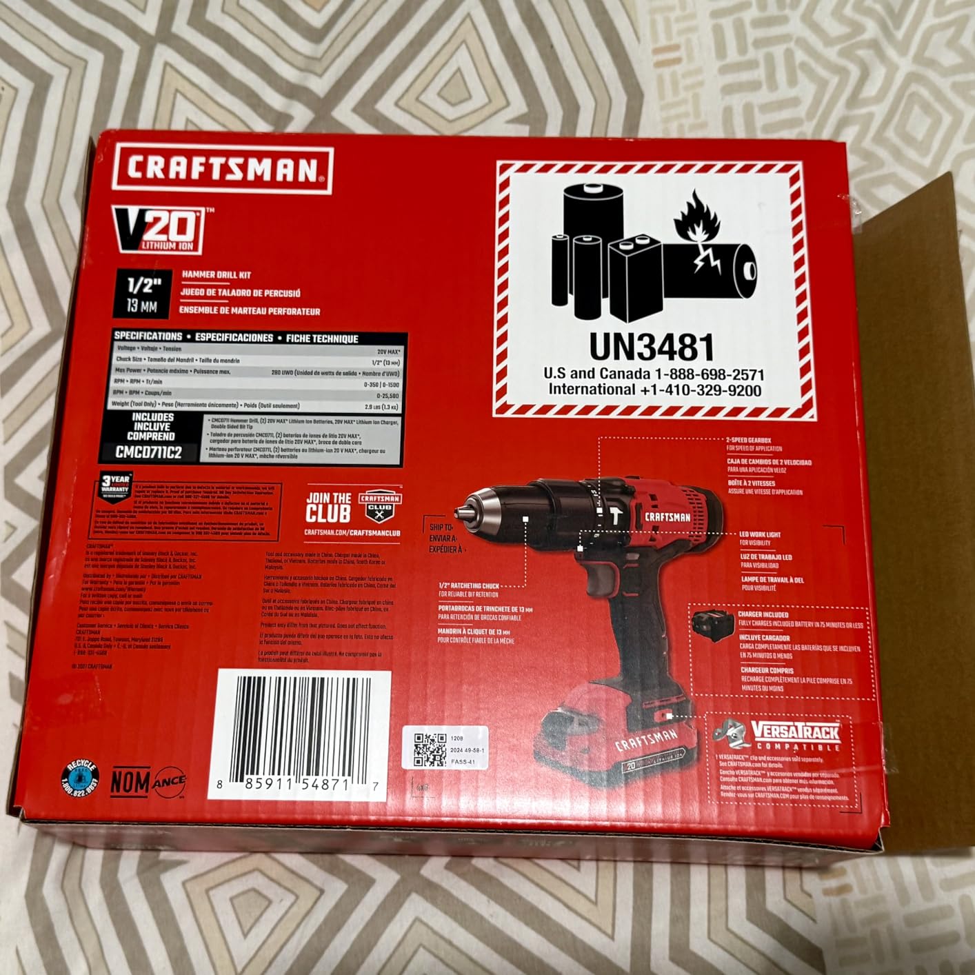 CRAFTSMAN V20 Cordless Hammer Drill Kit, 1/2 inch, 2 Batteries and Charger Included (CMCD711C2) Customer Review CRAFTSMAN V20 Cordless Hammer Drill Kit, 1/2 inch, 2 Batteries and Charger Included (CMCD711C2) - Customer Photo 2