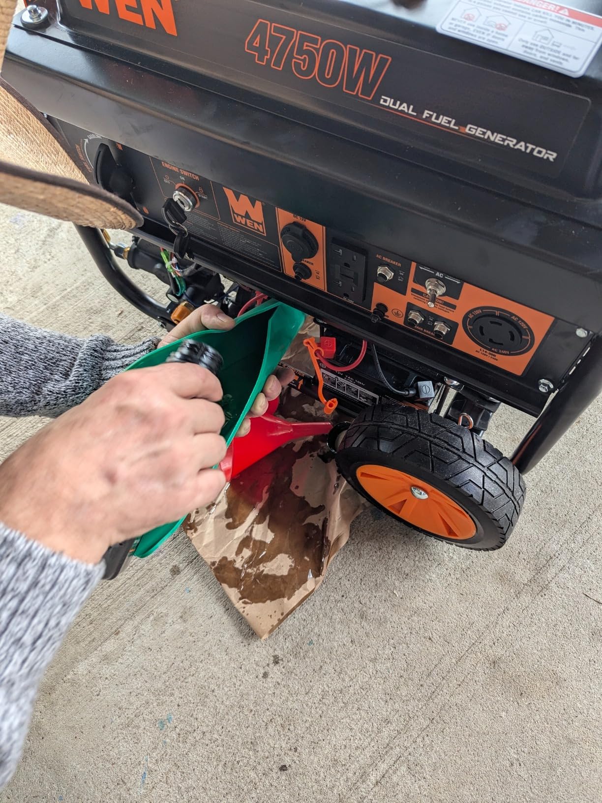 WEN 4,750-Watt 120V/240V Dual Fuel Portable Generator with Wheel Kit and Electric Start (DF475T) Customer Review WEN 4,750-Watt 120V/240V Dual Fuel Portable Generator with Wheel Kit and Electric Start (DF475T) - Customer Photo 1