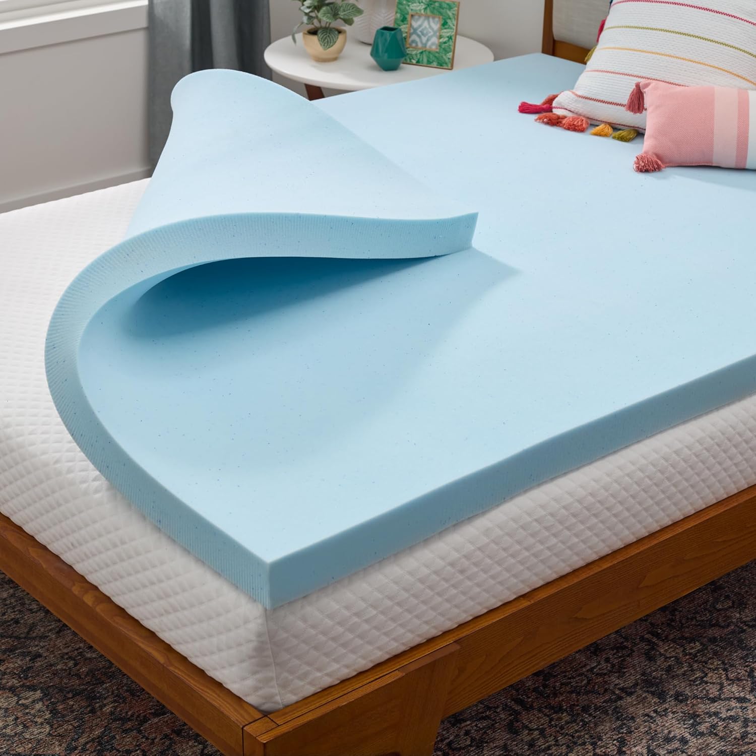 LINENSPA Memory Foam Mattress Topper - 3 Inch Gel Infused Memory Foam - Plush Feel - Cooling and Pressure Relieving - CertiPUR Certified - Dorm Room Essentials - Queen Size - Customer Photo 1