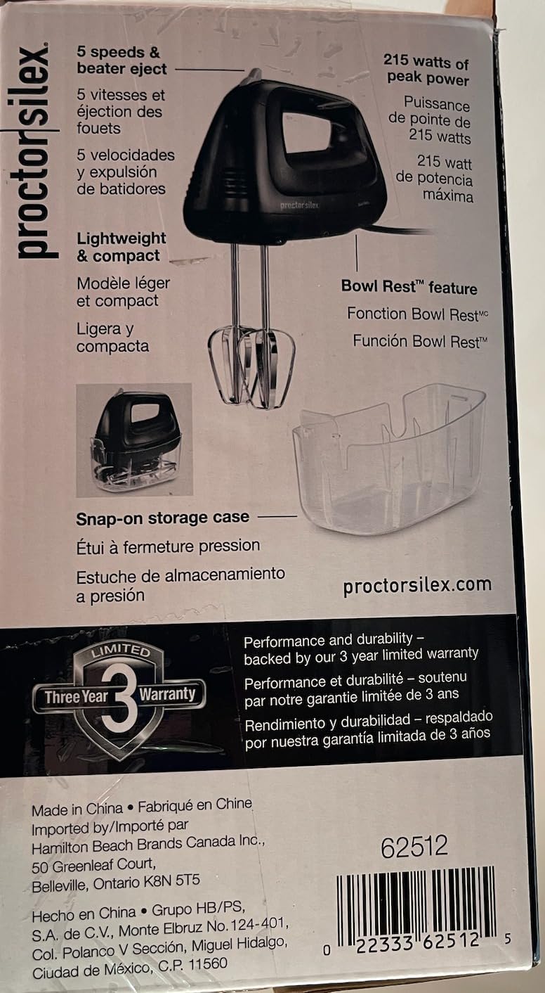 Proctor Silex Easy Mix 5-Speed Electric Hand Mixer with Bowl Rest, Compact and Lightweight, 215 Watts of Peak Power, Black (62511) Customer Review Proctor Silex Easy Mix 5-Speed Electric Hand Mixer with Bowl Rest, Compact and Lightweight, 215 Watts of Peak Power, Black (62511) - Customer Photo 2