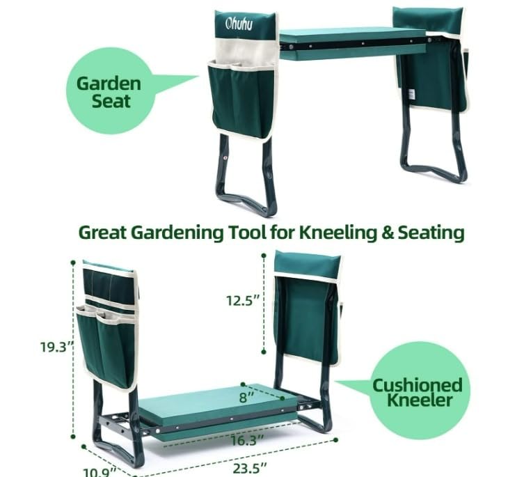 Ohuhu Garden Kneeler and Seat Heavy Duty, Upgraded Gardening Stool with Thicker Wider EVA Foam Kneeling Pad Foldable Garden Bench with 2 Large Tools Pouches, Gardening Gifts for Women Mom Men Seniors customer photo 1