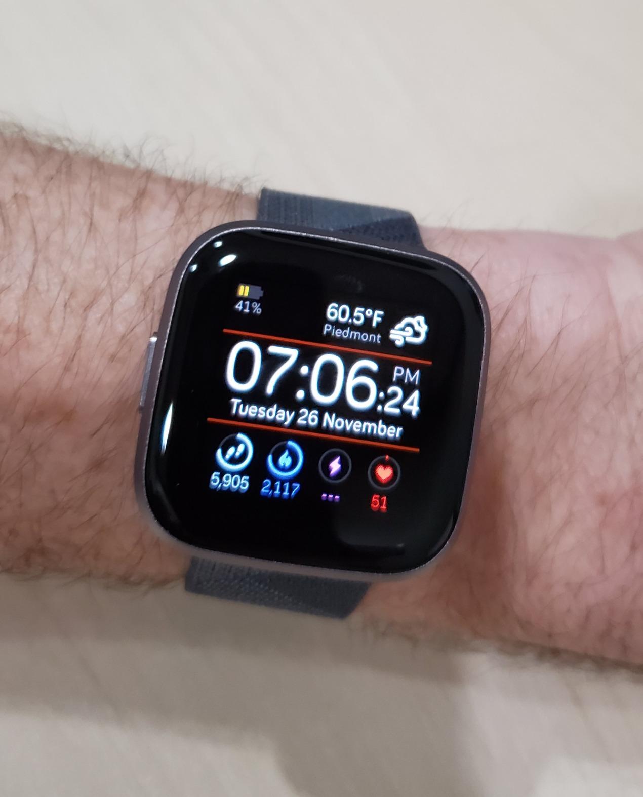 Fitbit Versa 2 Special Edition Health and Fitness Smartwatch with Heart Rate, Music, Alexa Built-In, Sleep and Swim Tracking, Smoke Woven/Mist Grey, One Size (S and L Bands Included) customer photo 1