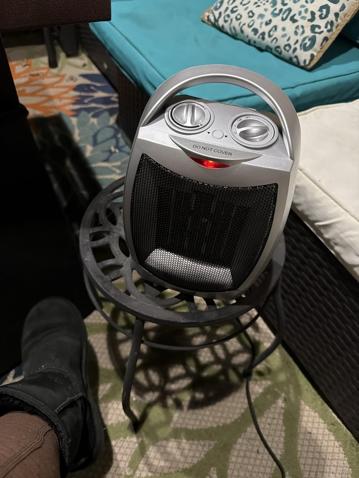 GiveBest Portable Electric Space Heater with Thermostat, 1500W/750W Safe and Quiet Ceramic Heater Fan, Heat Up 200 Square Feet for Office Room Desk Indoor Use, Silver customer photo 2