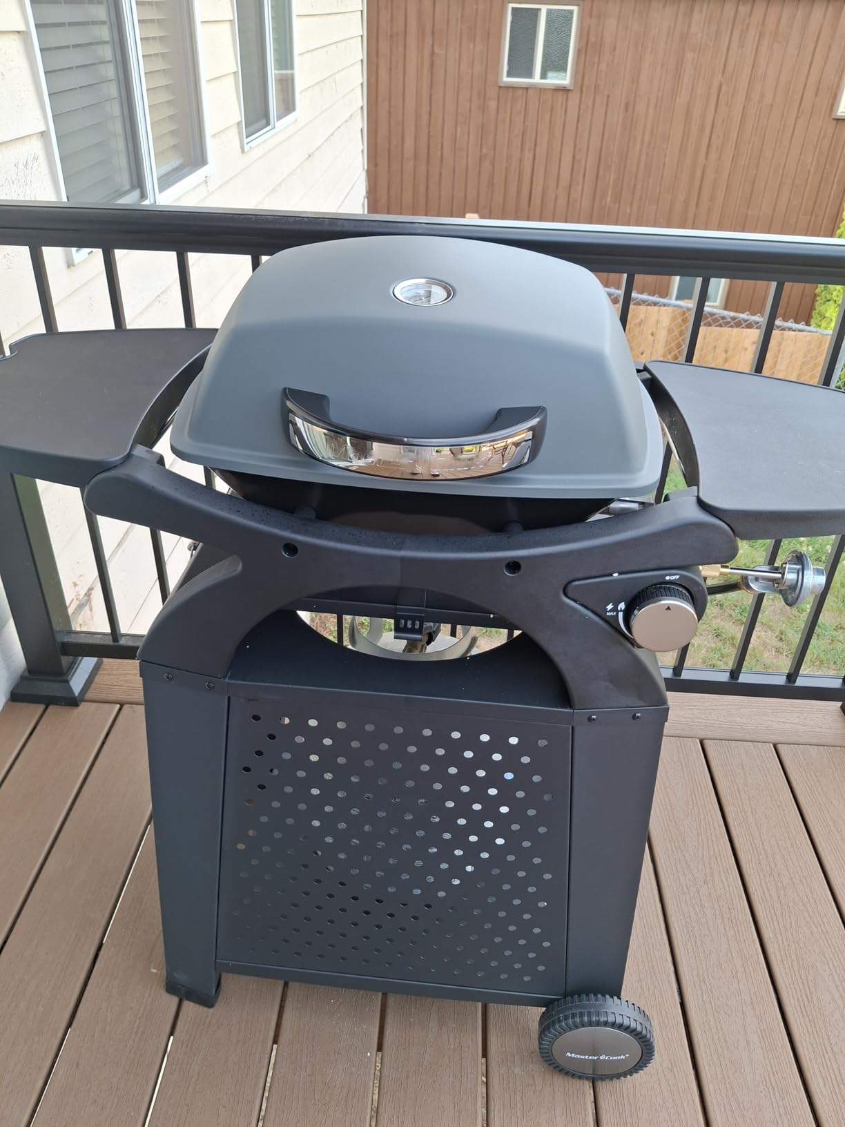 MASTER COOK 3 Burner BBQ Propane Gas Grill, 472 Sq. In. Cooking Area, 30,000 BTU Stainless Steel Barbecue Grill with Two Foldable Shelves for Outdoor Patio, Backyard - Customer Photo 1
