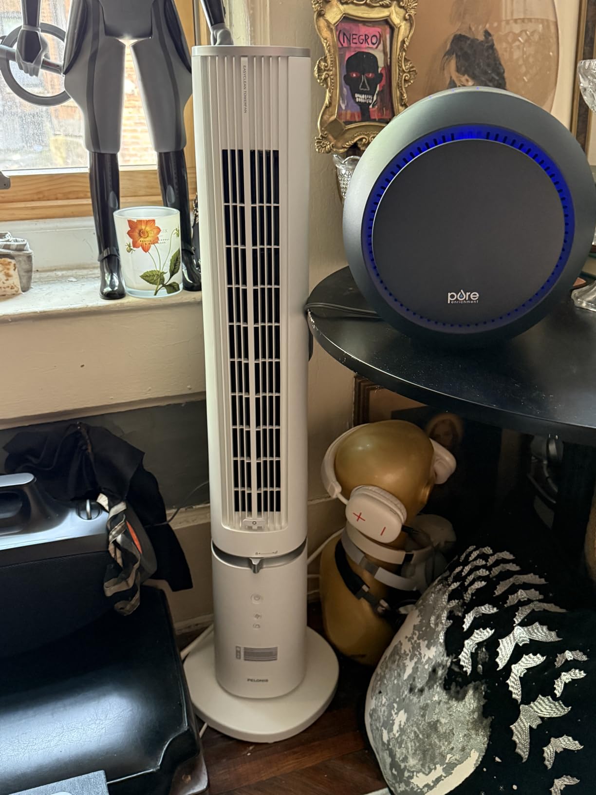 PELONIS 40-inch Bladeless Tower Fan for Bedroom, Standing Fan with Remote Control, 26ft/s, 90° Oscillation, 3 Speed Settings, 27 dB, 3 Modes, 15-Hour Timer, LED Display, Fan that Blows Cold Air, Black - Customer Photo 2