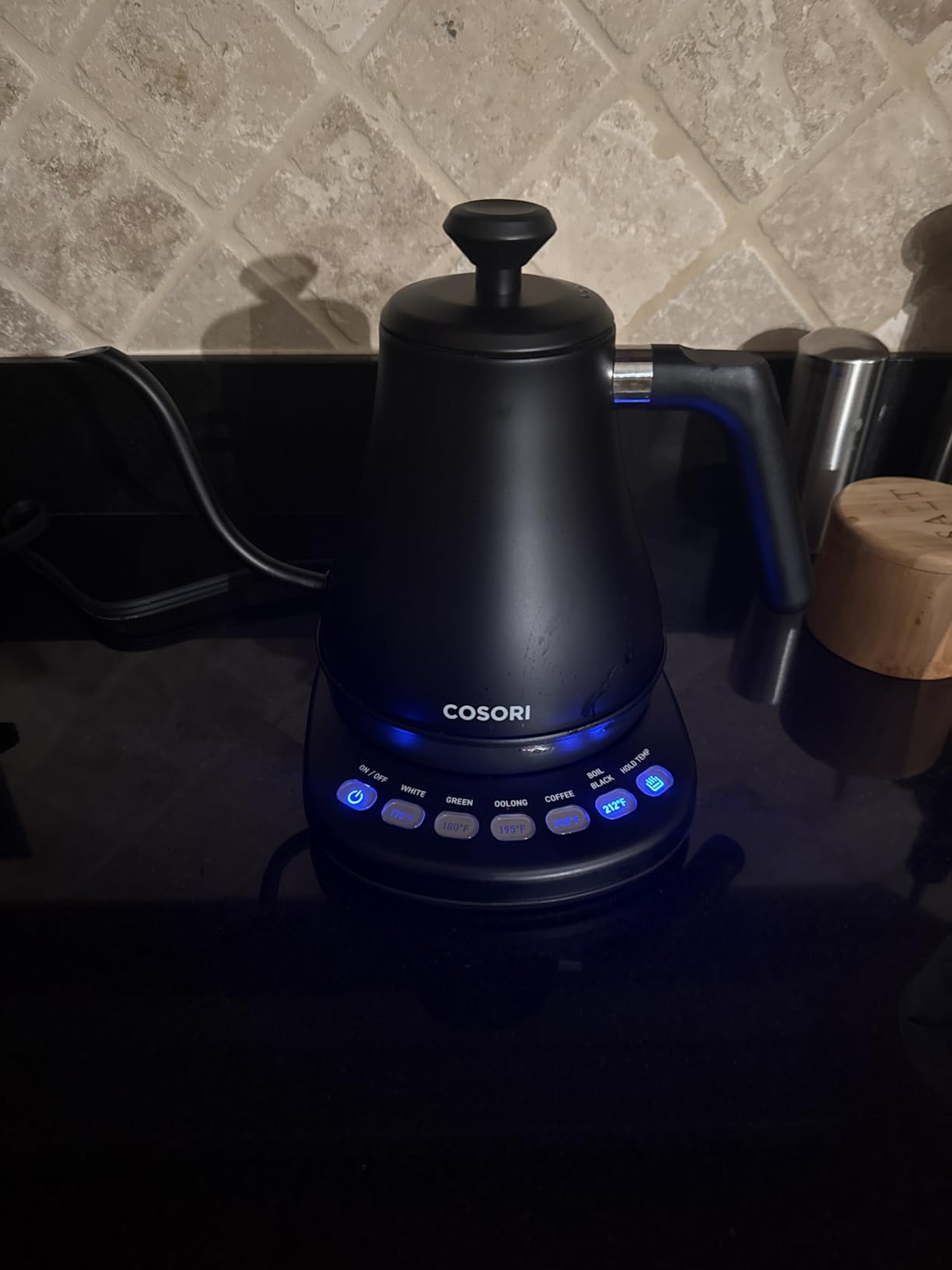 COSORI Electric Gooseneck Kettle Smart Bluetooth with Variable Temperature Control, Pour Over Coffee & Tea Maker, 100% Stainless Steel, Quick Heating, Matte Black - Customer Photo 2