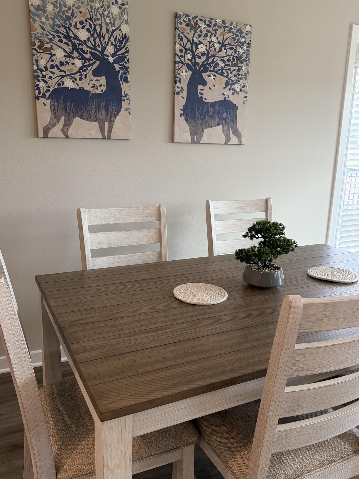Signature Design by Ashley Caitbrook Rustic 7-Piece Dining Set - Rectangular Table with 6 X-Back Upholstered Chairs, Gray Customer Review Signature Design by Ashley Caitbrook Rustic 7-Piece Dining Set - Rectangular Table with 6 X-Back Upholstered Chairs, Gray - Customer Photo 1