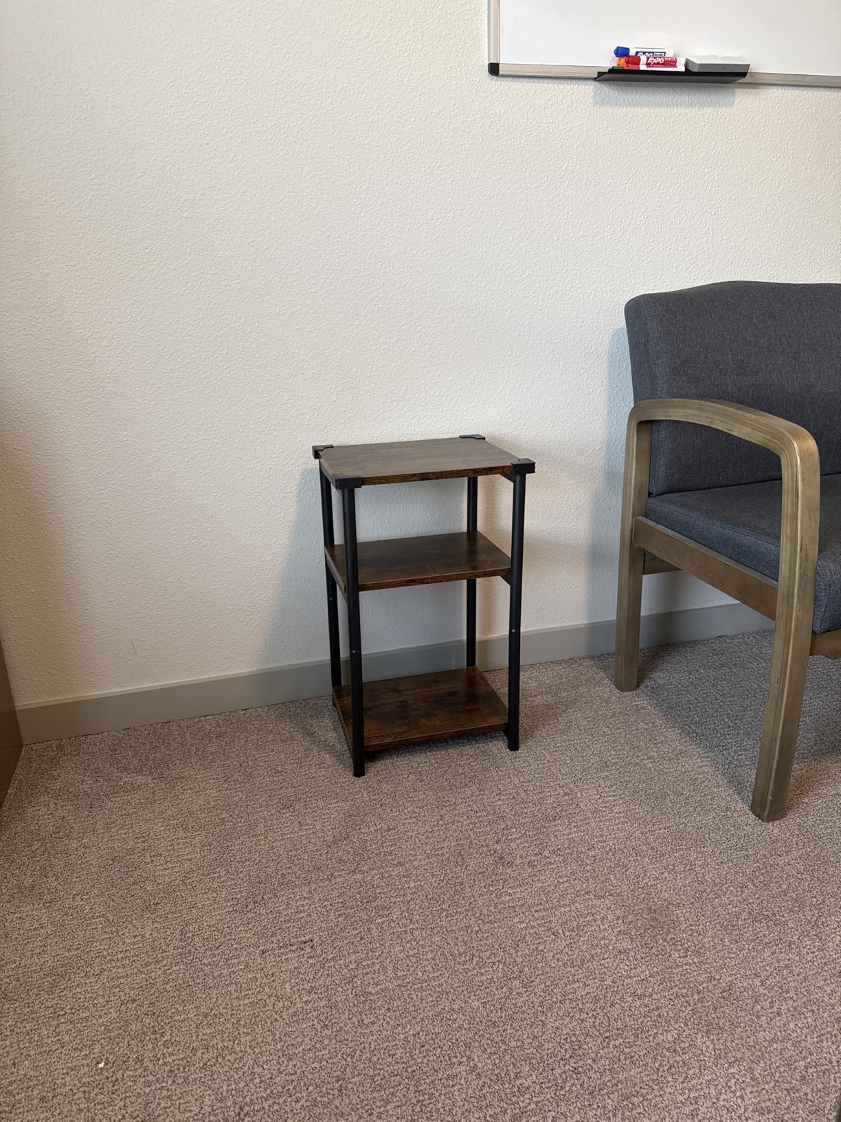 VASAGLE Side Table, Small End Table, Tall Nightstand for Living Room, Bedroom, Office, Bathroom, Rustic Brown and Classic Black ULET273B01 - Customer Photo 2