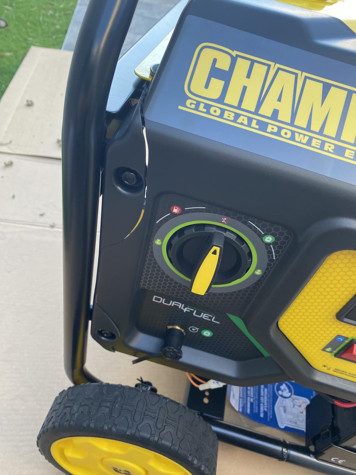 Champion Power Equipment 4750-Watt Dual Fuel Portable Generator with Electric Start, Wheel Kit - Customer Photo 1