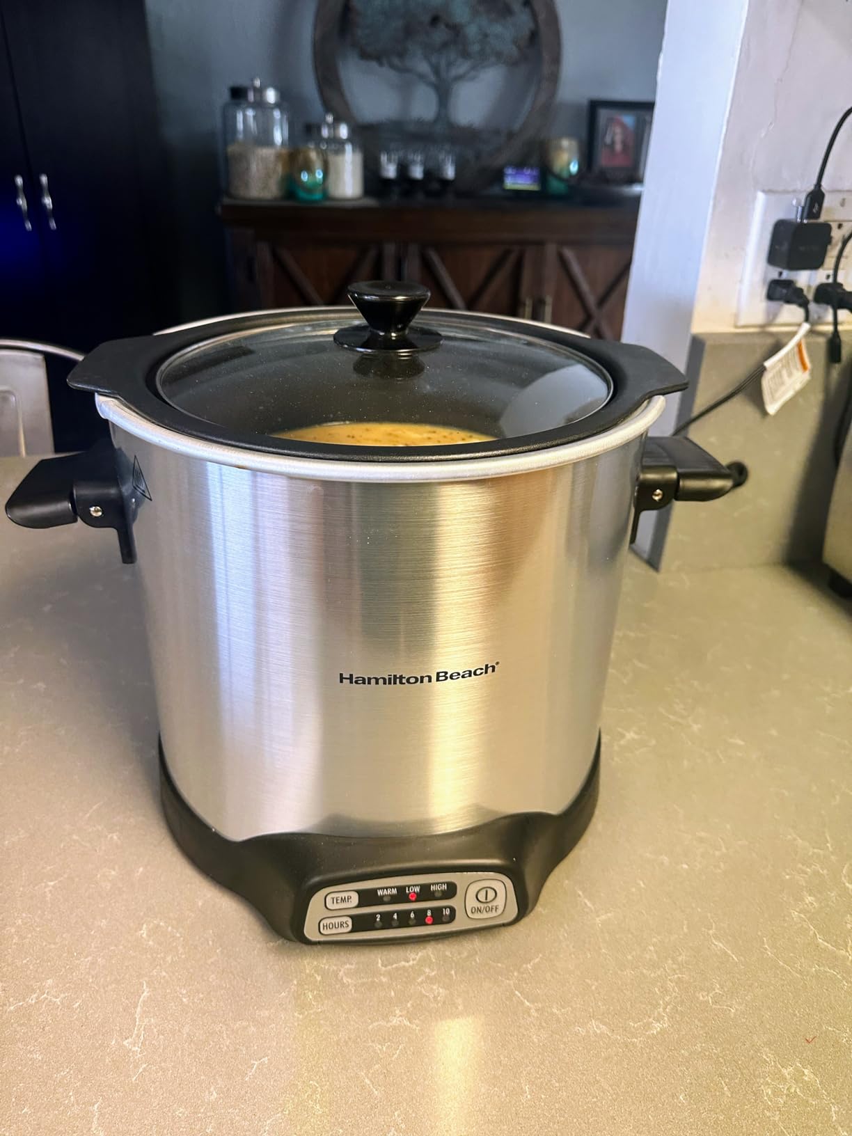 Hamilton Beach Sear & Cook Stock Pot Slow Cooker with Stovetop Safe Crock, Large 10 Quart Capacity, Programmable, Silver (33196) - Customer Photo 2