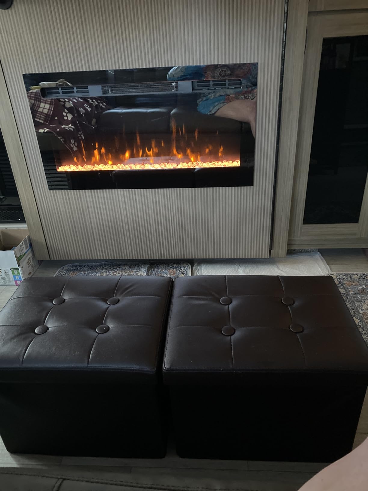 ALASDO Storage Ottoman Footrest Stool Small Ottoman with Storage Foldable Ottomans Foot Rest Footstool Bench for Living Room 17x13x13inches Grey Customer Review ALASDO Storage Ottoman Footrest Stool Small Ottoman with Storage Foldable Ottomans Foot Rest Footstool Bench for Living Room 17x13x13inches Grey - Customer Photo 2