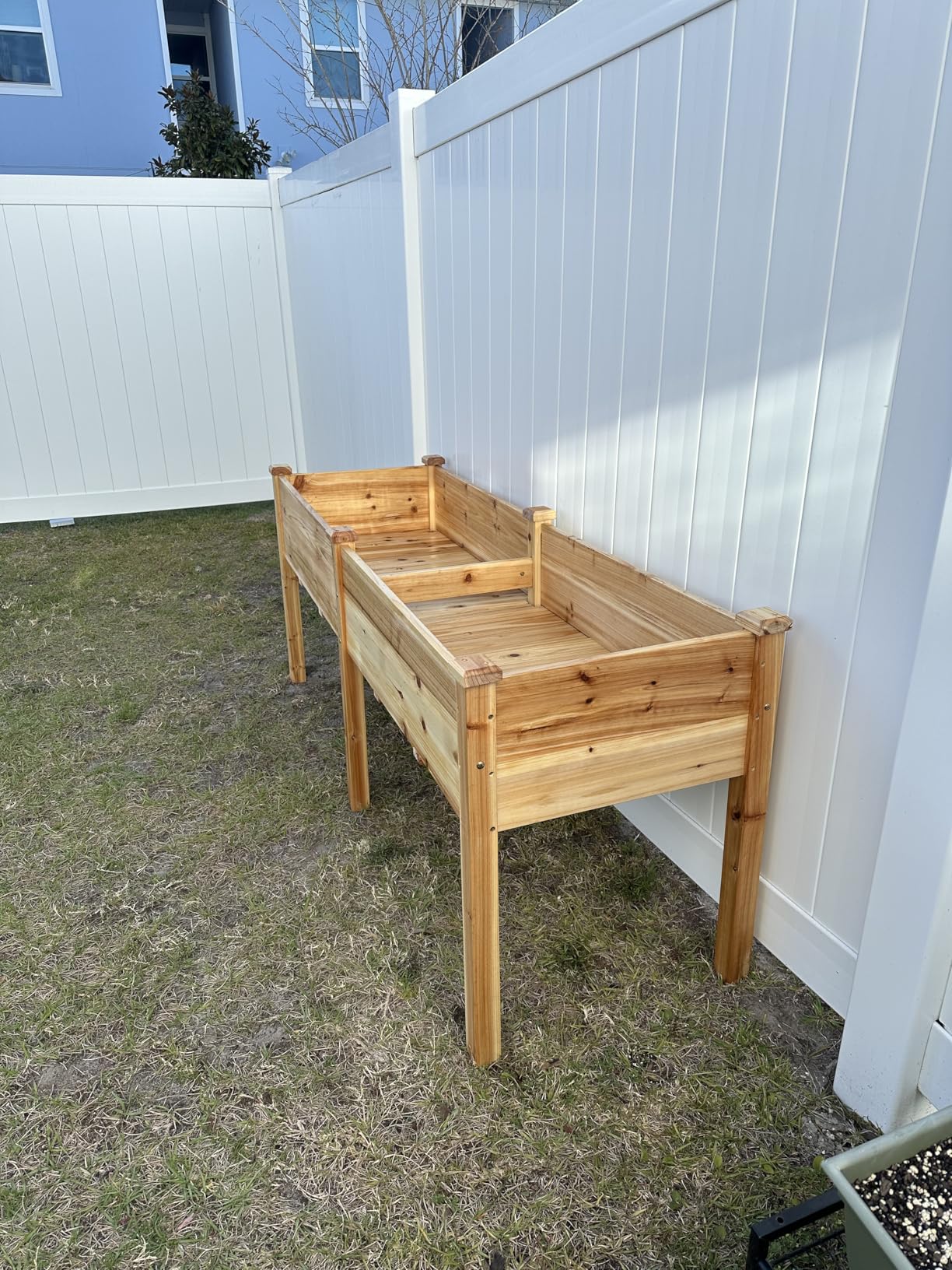 Best Choice Products 72x24x30in Raised Garden Bed, Elevated Wood Planter Box Stand for Backyard, Patio, Balcony w/Divider Panel, 6 Legs, 300lb Capacity - Natural customer photo 2
