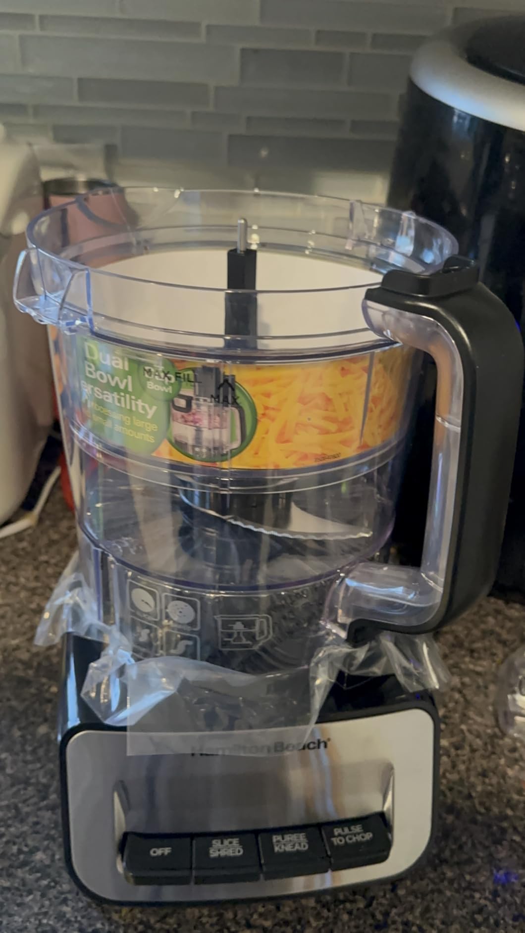 Hamilton Beach Stack & Snap Food Processor and Vegetable Chopper, Stainless Steel Blades, 14 Cup + 4-Cup Mini Bowls, 3-Speed 500 Watt Motor, Black (70585) Customer Review Hamilton Beach Stack & Snap Food Processor and Vegetable Chopper, Stainless Steel Blades, 14 Cup + 4-Cup Mini Bowls, 3-Speed 500 Watt Motor, Black (70585) - Customer Photo 1