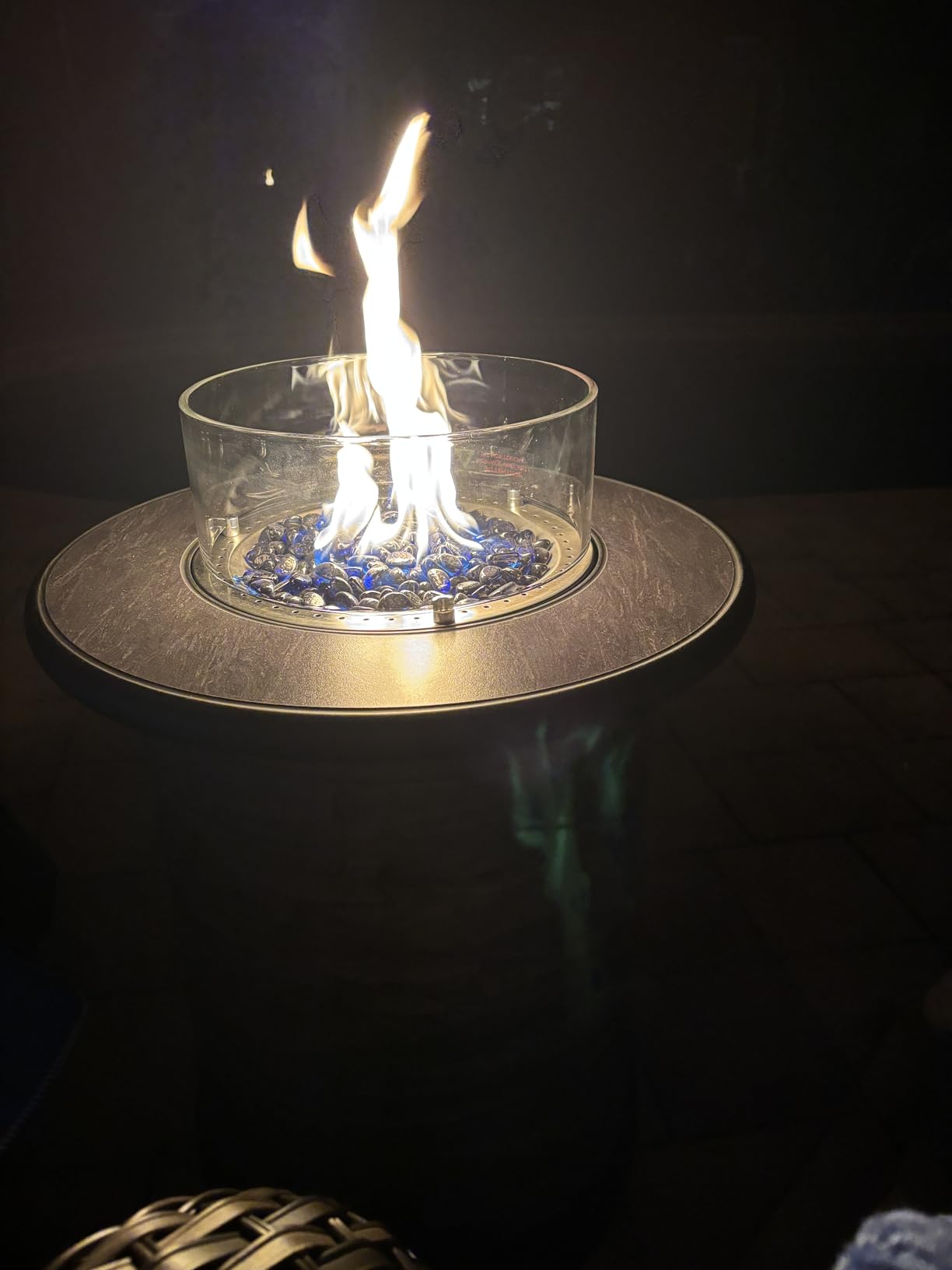 Outdoor Propane Fire Pit Table, Round Porcelain Tile Top 22