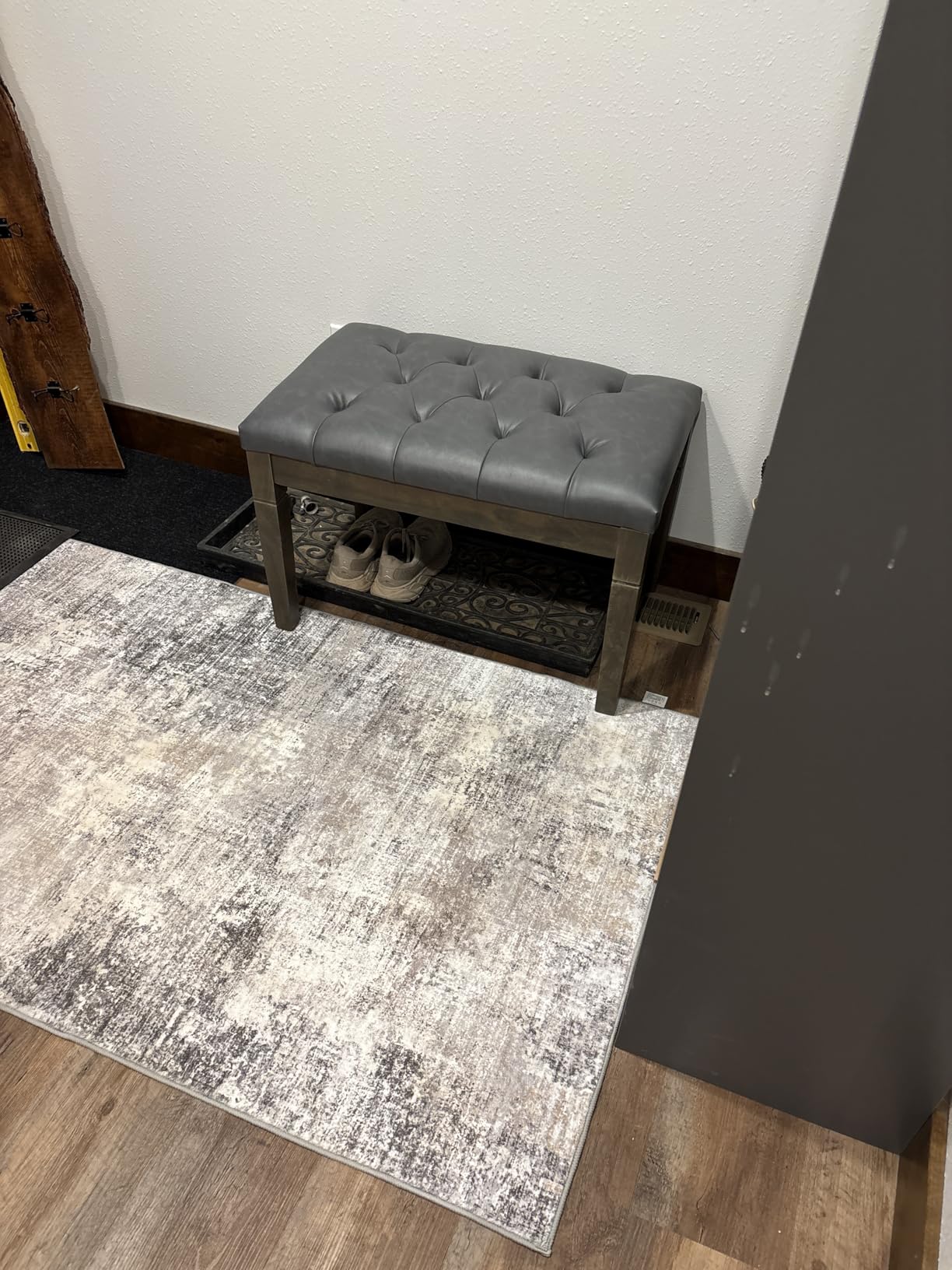 SIMPLIHOME Waverly Tufted Ottoman Bench - 48 inch Wide Upholstered Vegan Leather Rectangle Footstool Ottoman in Distressed Brown, Traditional Bench for Bedroom or Living Room with Carved Legs Customer Review SIMPLIHOME Waverly Tufted Ottoman Bench - 48 inch Wide Upholstered Vegan Leather Rectangle Footstool Ottoman in Distressed Brown, Traditional Bench for Bedroom or Living Room with Carved Legs - Customer Photo 1