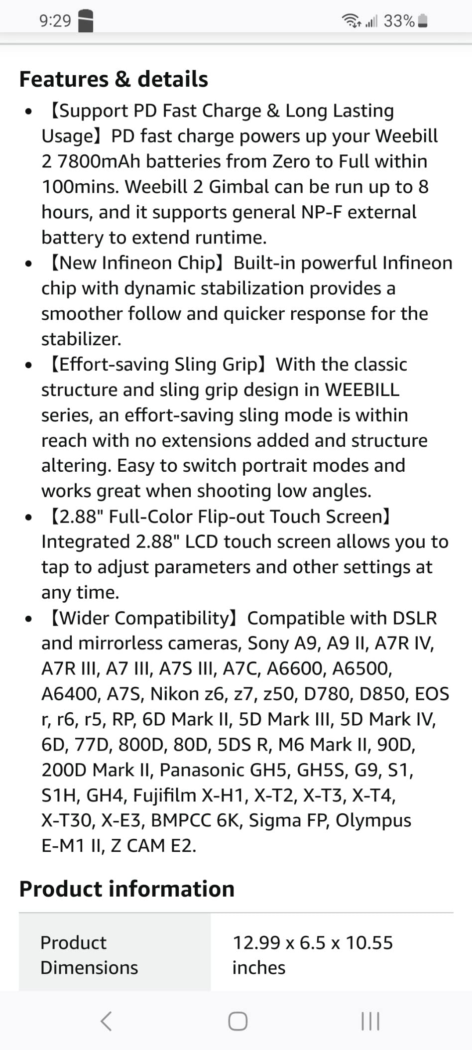 ZHIYUN Weebill 2 SE, 3-Axis Handheld Gimbal Stabilizer for DSLR Mirrorless Cameras for Sony Nikon Canon Panasonic Lumix BMPPC 6K, Double Tripod, Foldable Full-Color Touchscreen Customer Review ZHIYUN Weebill 2 SE, 3-Axis Handheld Gimbal Stabilizer for DSLR Mirrorless Cameras for Sony Nikon Canon Panasonic Lumix BMPPC 6K, Double Tripod, Foldable Full-Color Touchscreen - Customer Photo 4