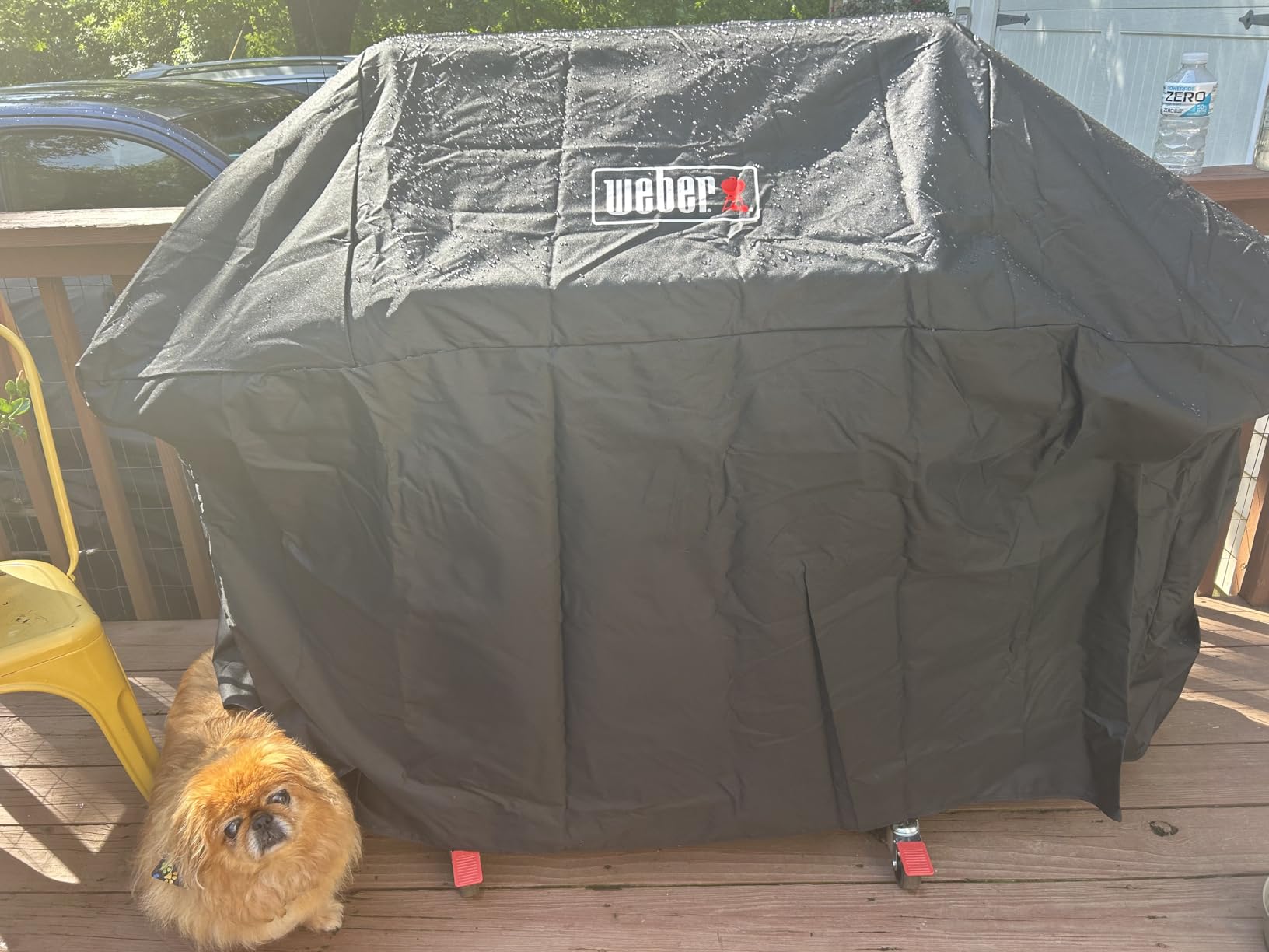 Weber Premium Outdoor Grill Cover - Water‑Resistant Weather‑Protective Grill Cover for Genesis 300 Series (3 Burners) Gas Grills, Durable Black Fabric with Secure Fastening Straps - Grill Accessories customer photo 2