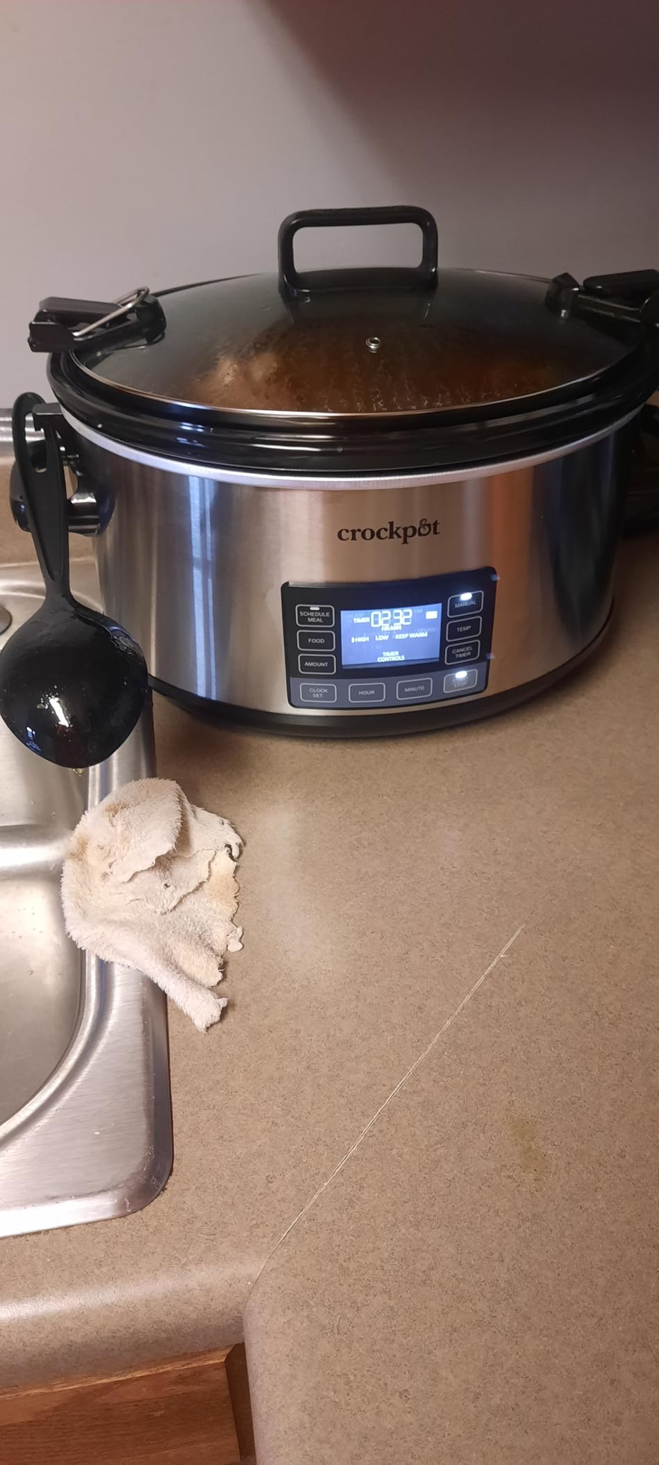 Crock-Pot 7-Quart Slow Cooker, Portable Programmable with Timer, Locking Lid, Stainless Steel; Perfect for Families and Gatherings - Customer Photo 2