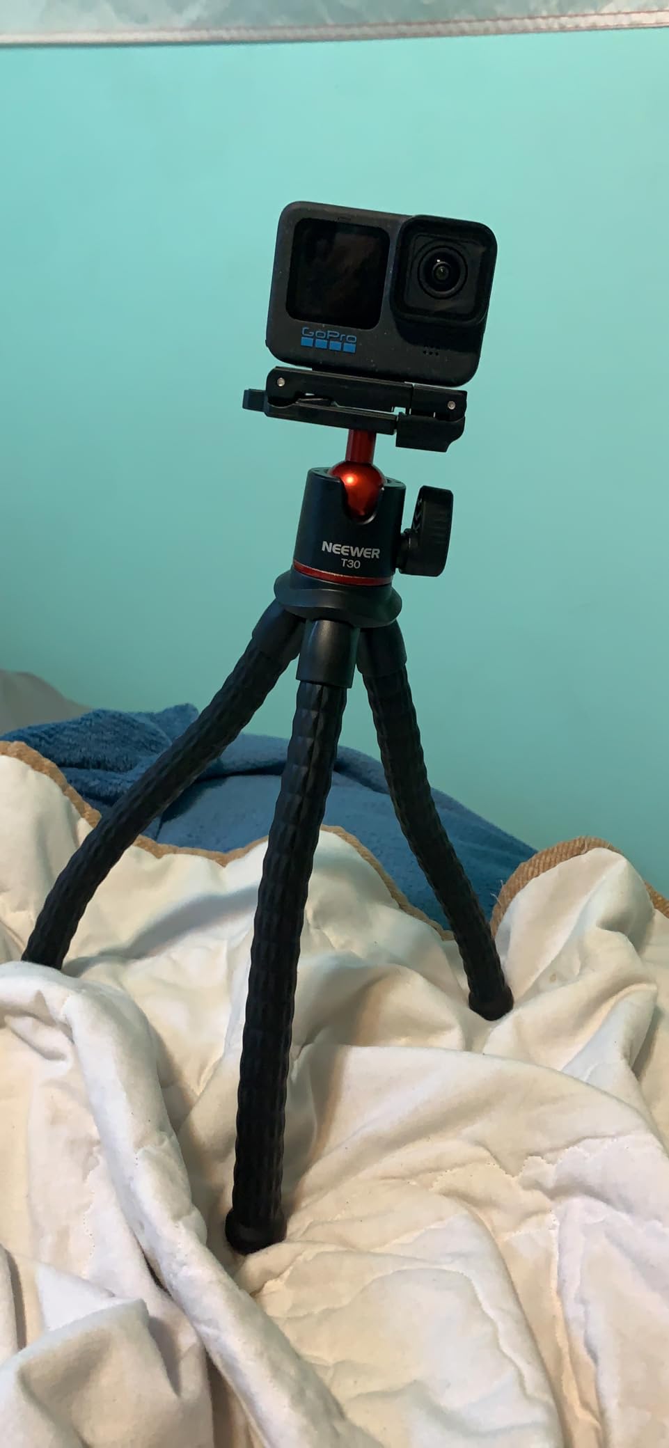 NEEWER Camera Tripod with Remote, Mini Flexible Vlog Phone Tripod Stand with Action Camera Mount Adapter, Hidden Phone Holder & Cold Shoe Compatible with iPhone Hero13 12 11 10 9, Max Load 4.4lb, TP34 - Customer Photo 1