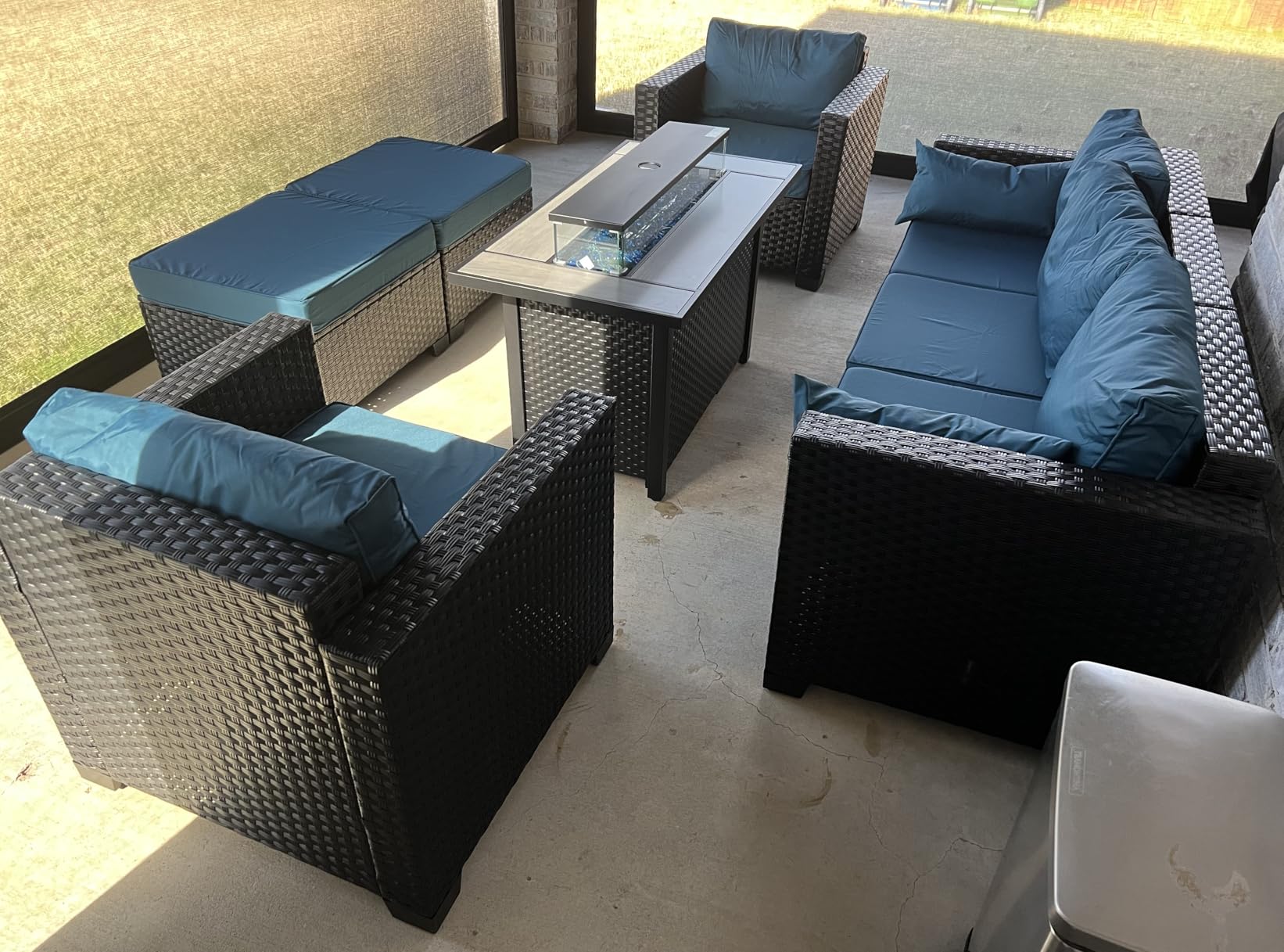 Rattaner Patio Wicker Furniture Set 6 Pieces Outdoor HDPE Wicker Conversation Couch Sectional Chair Sofa Set with Grey Cushions customer photo 2