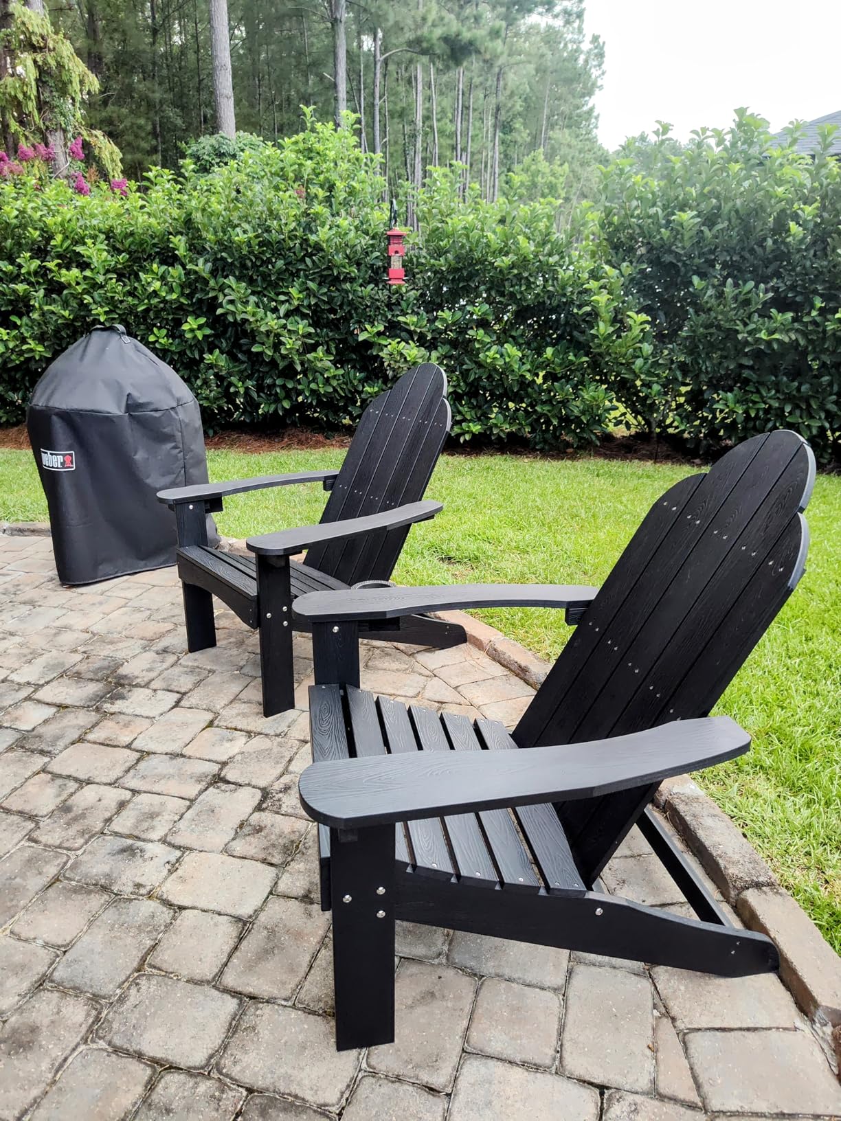 LUE BONA HDPS Adirondack Chairs Set of 4, Fire Pit Outdoor Chair Weather Resistant with Cup Holder, Modern Plastic Chair Plastic for Patio, Deck, Proch, Hotel, Resort, 350LBS, Black - Customer Photo 2