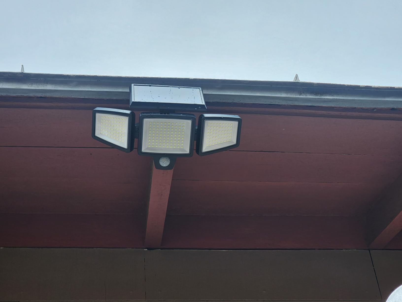Tuffenough Solar Outdoor Lights 2500LM 210 LED Security Lights with Remote Control,3 Heads Motion Sensor Lights, IP65 Waterproof,270° Wide Angle Flood Wall Lights with 3 Modes(2 Packs) customer photo 1