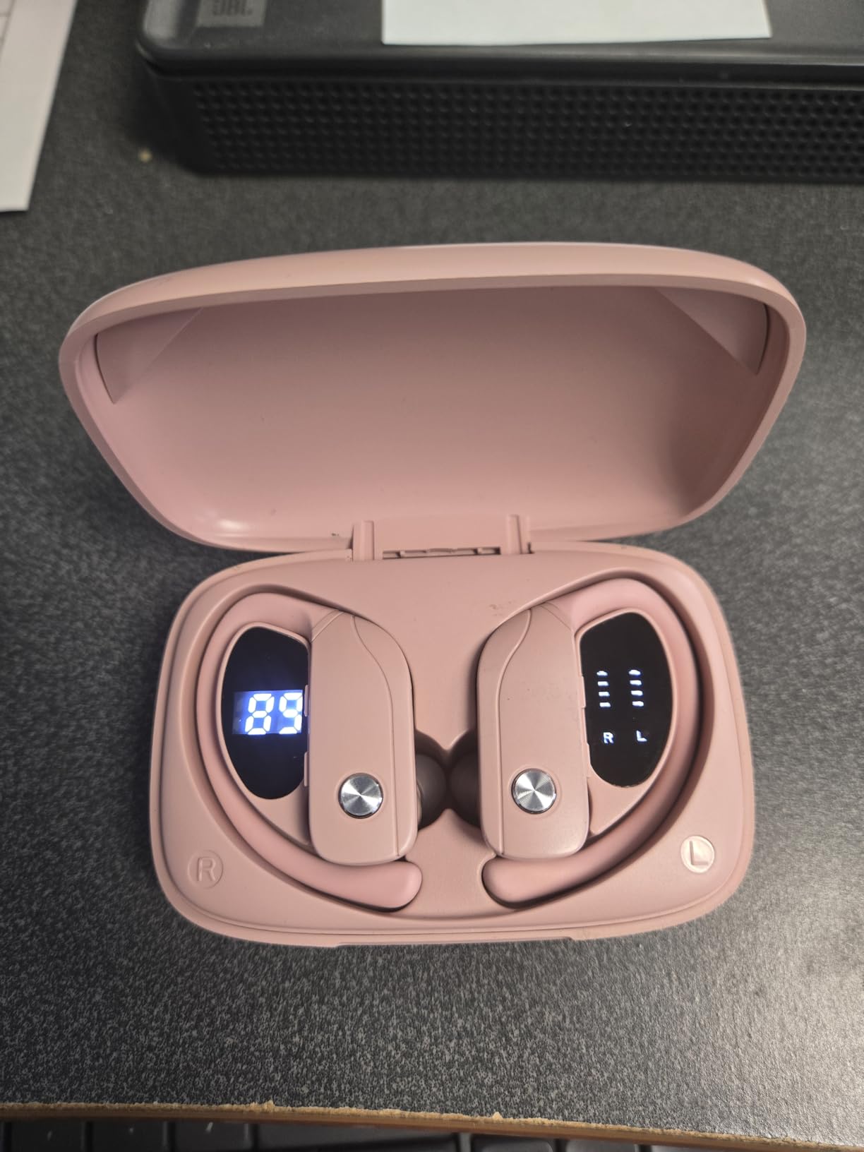 bmani Ear Buds Wireless Earbuds Bluetooth Headphones with 80H Playtime LED Display Case, Over-Ear Hook with Mic, Stereo Sound, Easy Button Controls, Sports Earphones for Running Workout Gym Black customer photo 1