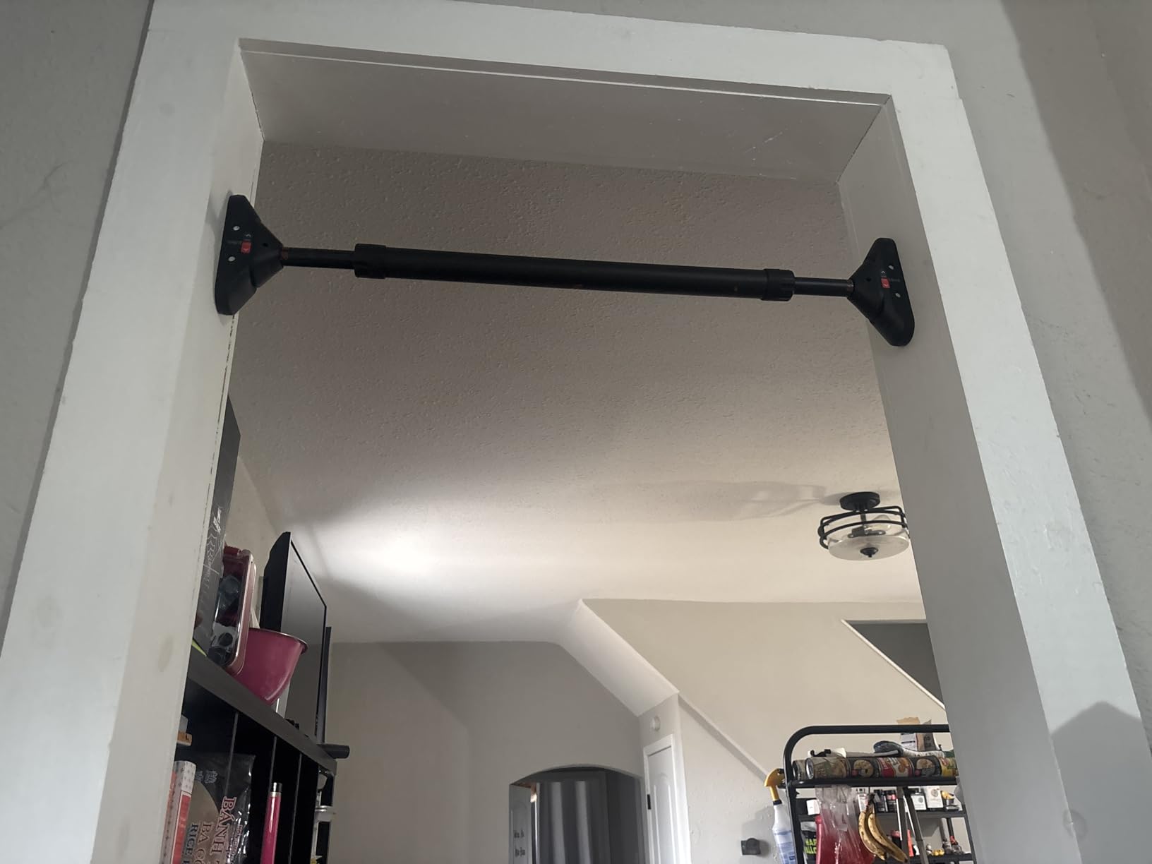 Sportneer Pull Up Bar: Strength Training Chin up Bar No Screws - Adjustable 29.5''-37''(75-94cm) Width Locking Mechanism Pull up Bar for Doorway - Max Load 440lbs for Home Gym Upper Body Workout, Non-slip Customer Review Sportneer Pull Up Bar: Strength Training Chin up Bar No Screws - Adjustable 29.5''-37''(75-94cm) Width Locking Mechanism Pull up Bar for Doorway - Max Load 440lbs for Home Gym Upper Body Workout, Non-slip - Customer Photo 2