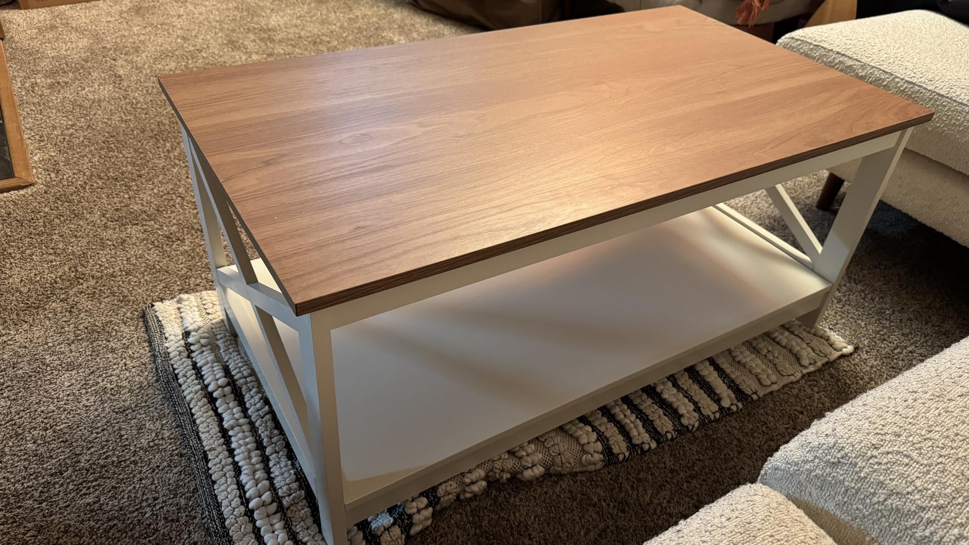 PHI VILLA Farmhouse Coffee Table for Living Room, White Coffee Tables with Storage Rustic Style Modern Customer Review PHI VILLA Farmhouse Coffee Table for Living Room, White Coffee Tables with Storage Rustic Style Modern - Customer Photo 1