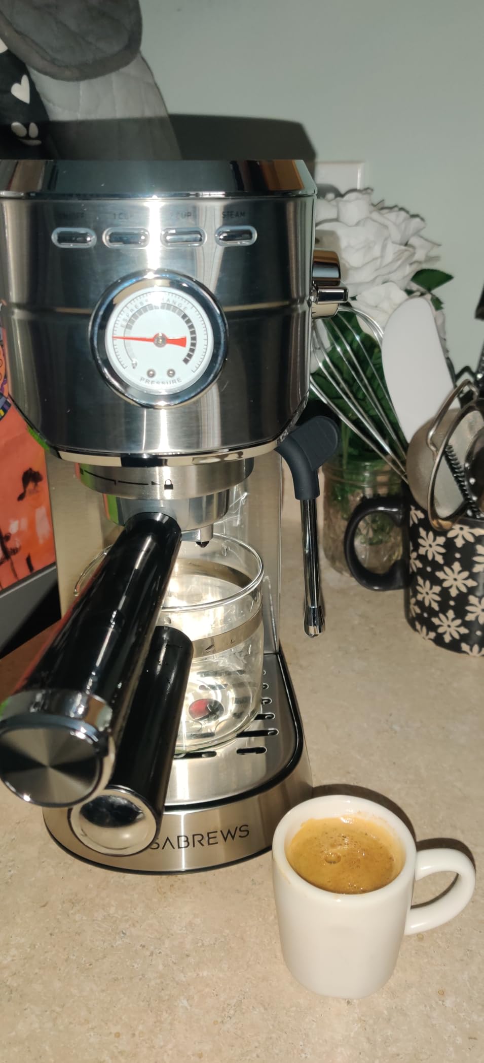 CASABREWS CM5418 Espresso Machine 20 Bar, Compact Espresso Maker with Steam Milk Frother, Stainless Steel Coffee Machine with 34oz Removable Water Tank for Cappuccino, Gift for Women or Men, Silver Customer Review CASABREWS CM5418 Espresso Machine 20 Bar, Compact Espresso Maker with Steam Milk Frother, Stainless Steel Coffee Machine with 34oz Removable Water Tank for Cappuccino, Gift for Women or Men, Silver - Customer Photo 1