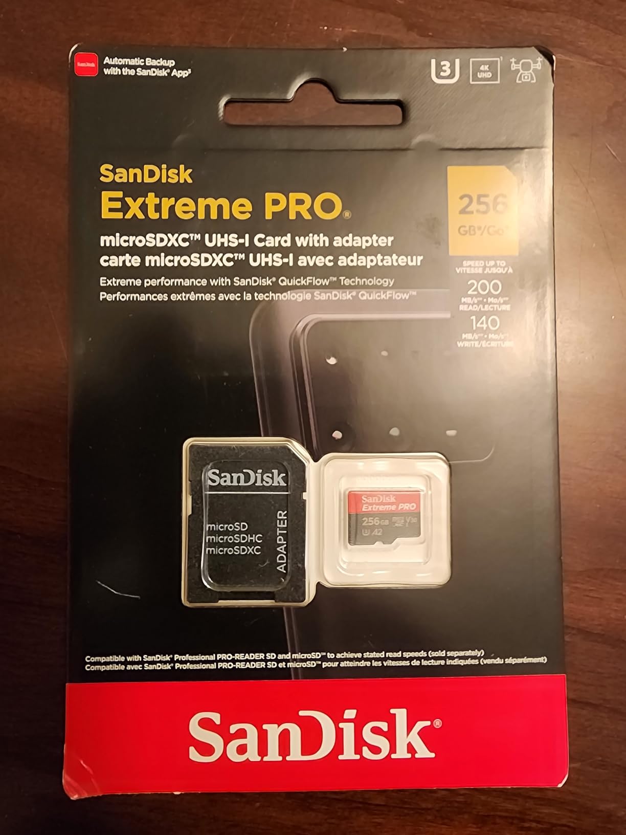 SanDisk 256GB Extreme PRO microSDXC UHS-I Memory Card with Adapter - Up to 200MB/s Read, 140MB/s Write, C10, U3, V30, A2, 4K UHD - SDSQXCD-256G-GN6MA - Customer Photo 1