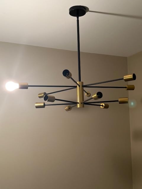 Modern Chandelier Ceiling Light Fixture Sputnik Chandeliers Gold and Black Farmhouse Chandelier Over Table 12-Light Height Adjustable Chandeliers for Dining Room, Living Room, Kitchen Island customer photo 1