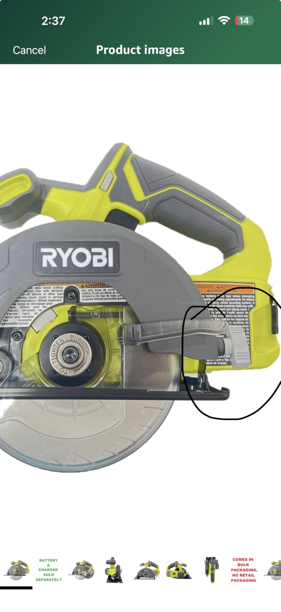 RYOBI ONE+ 18V Cordless 5 1/2 in. Circular Saw Tool Only customer photo 1