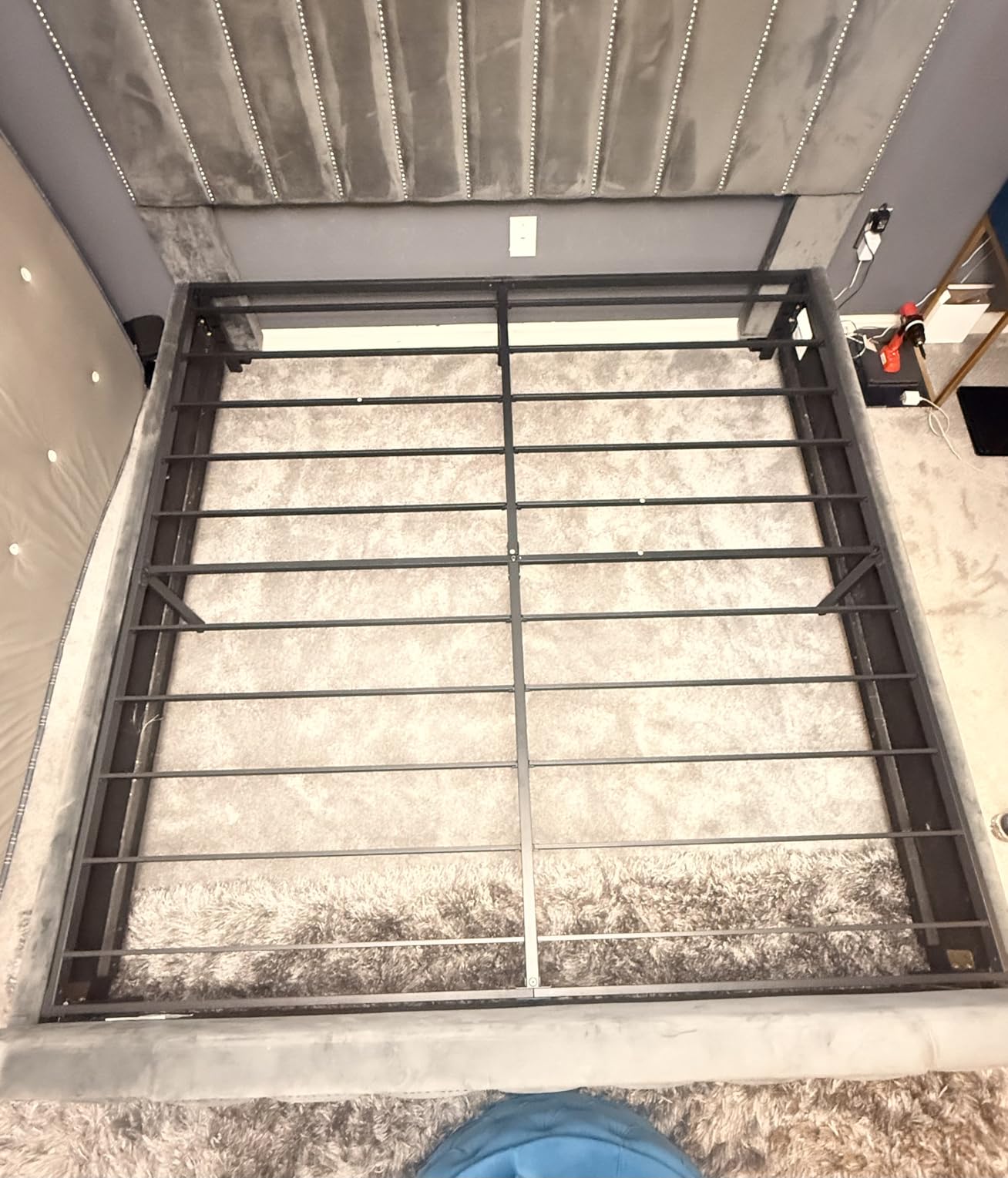 NEW JETO Metal Bed Frame,Queen Size Bed Frame with Storage Space,Heavy Duty Sturdy Mattress Foundation,Easy Assembly,No Box Spring Needed, Black,14 Inch,Queen - Customer Photo 2