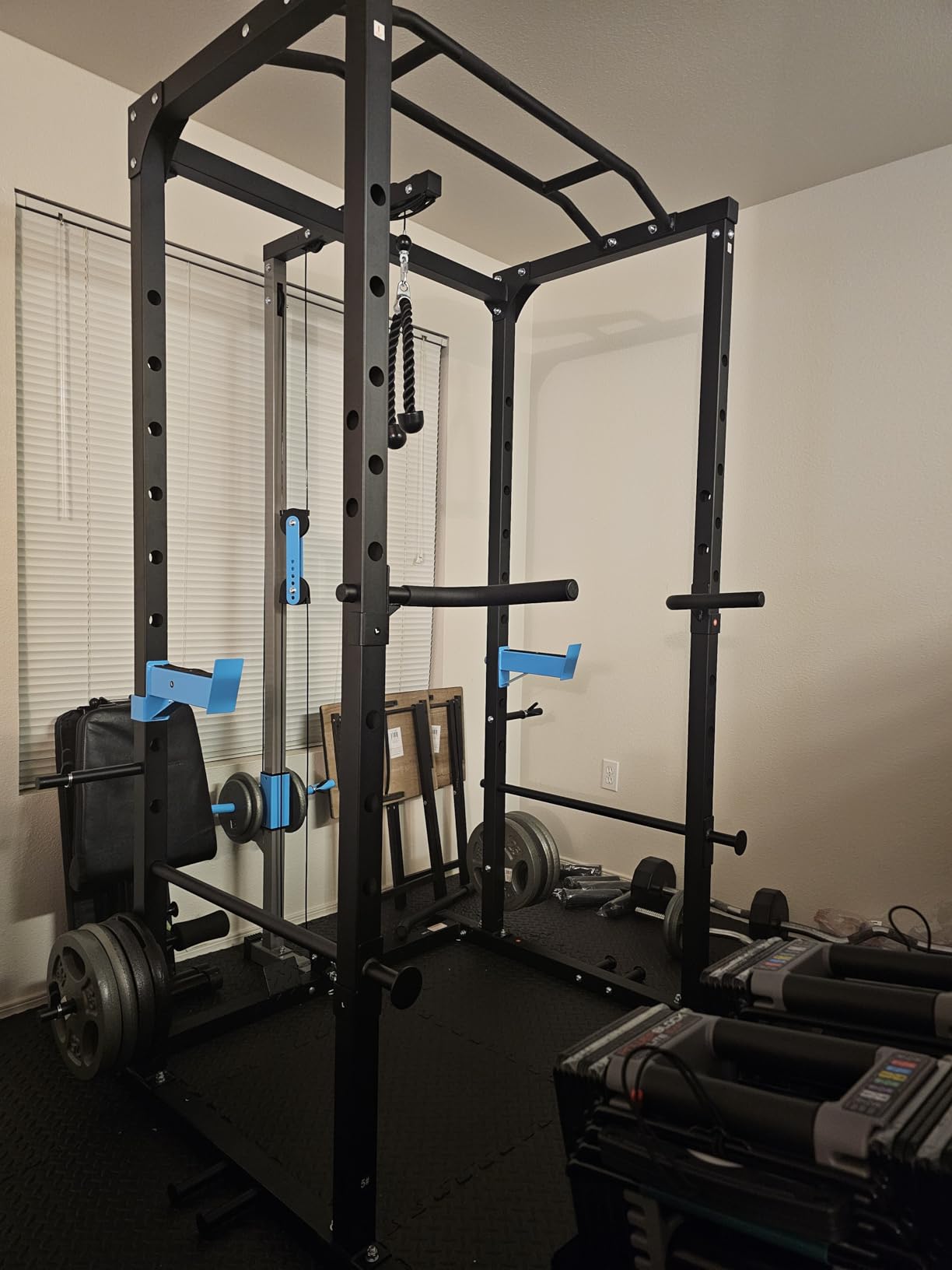 ULTRA FUEGO Power Cage, Multi-Functional Power Rack with J-Hooks, Dip Handles, Landmine Attachment and Optional Cable Pulley System for Home Gym - Customer Photo 2