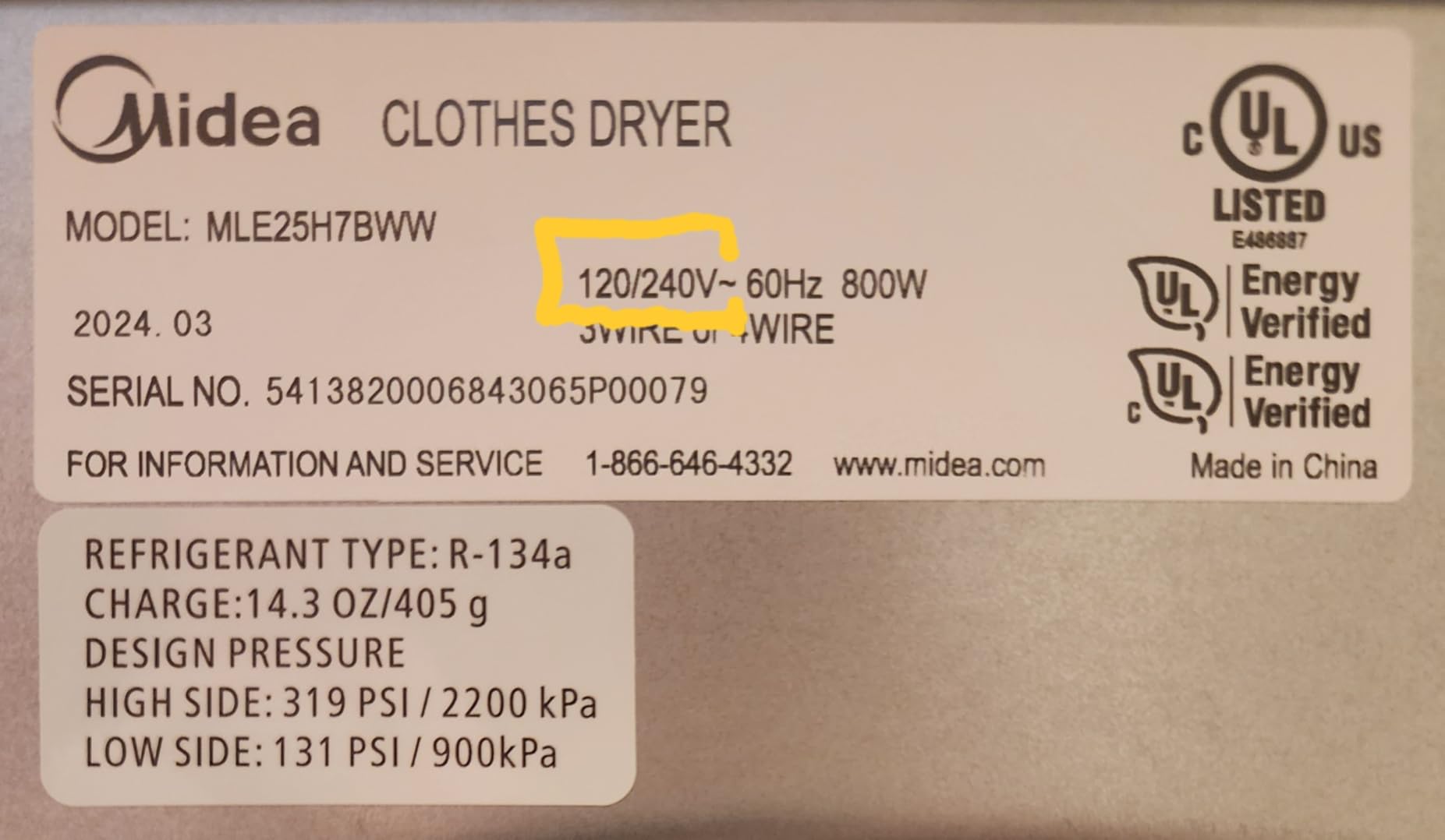 Midea MLE25H7BWW Heat Pump, Ventless Front Load Dryer Stackable Washing Machine, Energy Efficient and Space Saving, 4.4 Cu.ft, White Customer Review Midea MLE25H7BWW Heat Pump, Ventless Front Load Dryer Stackable Washing Machine, Energy Efficient and Space Saving, 4.4 Cu.ft, White - Customer Photo 1