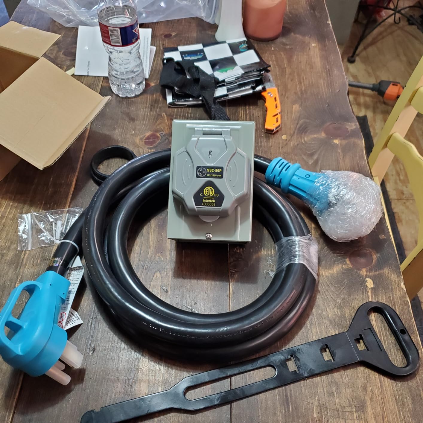 UL Listed 50 Amp 15Feet Generator Cord and Power Inlet Box Combo Kit NEMA 14-50P Male to SS2-50R - Customer Photo 1