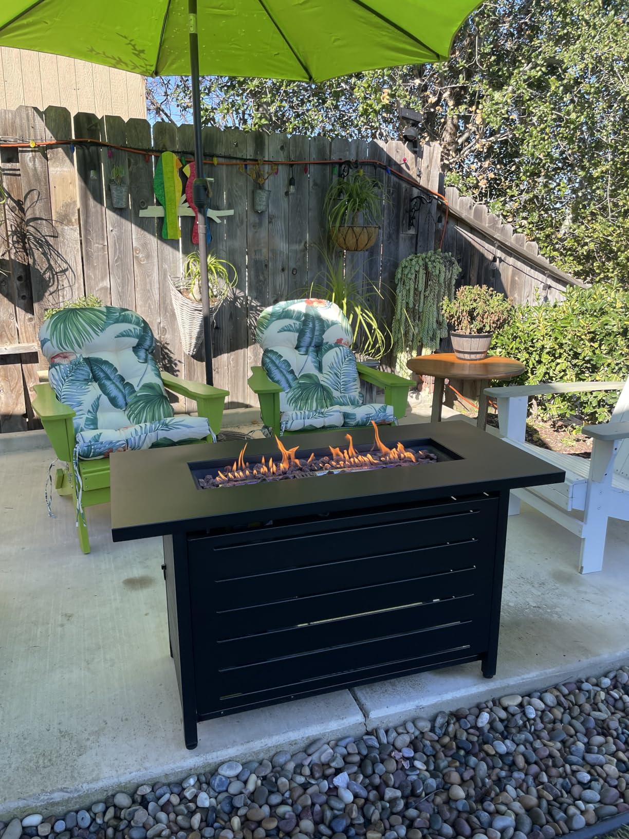 Ciays 42 Inch Gas Fire Pit Table, 60,000 BTU Propane Fire Pits for Outside with Steel Lid and Lava Rock, 2 in 1 Fire Pit Table Gatherings Parties on Patio Deck Garden, CSA-Listed, Black customer photo 1