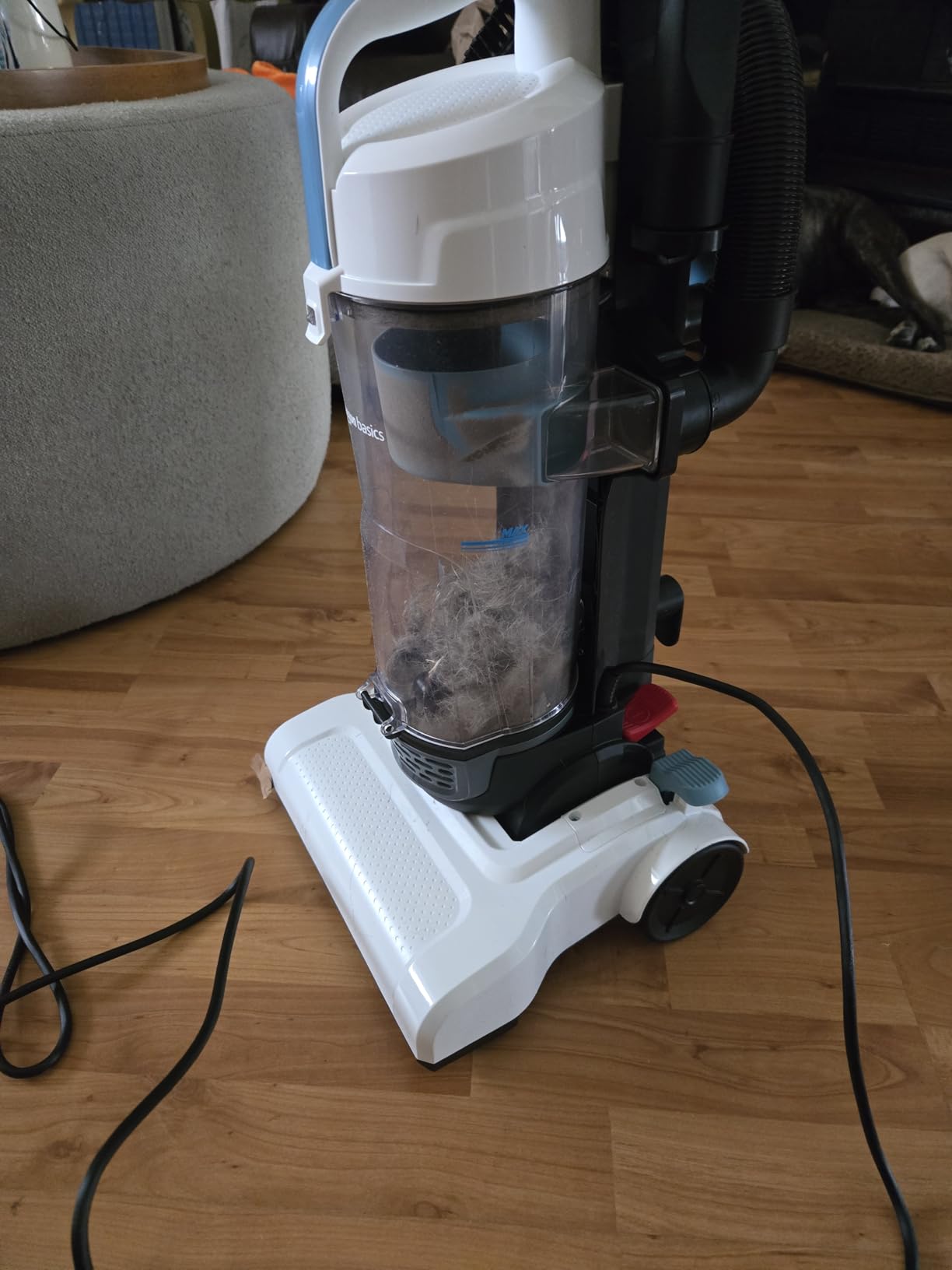 Amazon Basics Upright Bagless Vacuum Cleaner for Carpet and Hard Floors, With Crevice and Upholstery Tools, Detachable Handle, Lightweight (8.4 lbs), 1.7L Dust Cup, 720W, 25ft Cord, Black/White Customer Review Amazon Basics Upright Bagless Vacuum Cleaner for Carpet and Hard Floors, With Crevice and Upholstery Tools, Detachable Handle, Lightweight (8.4 lbs), 1.7L Dust Cup, 720W, 25ft Cord, Black/White - Customer Photo 1