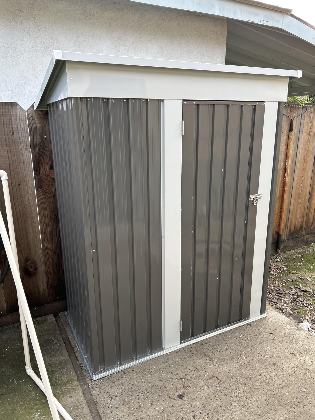 Patiowell 5x3 FT Outdoor Storage Shed, Tool Shed with Sloping Roof and Lockable Door, Metal Shed for Backyard Garden Patio Lawn, Brown customer photo 1