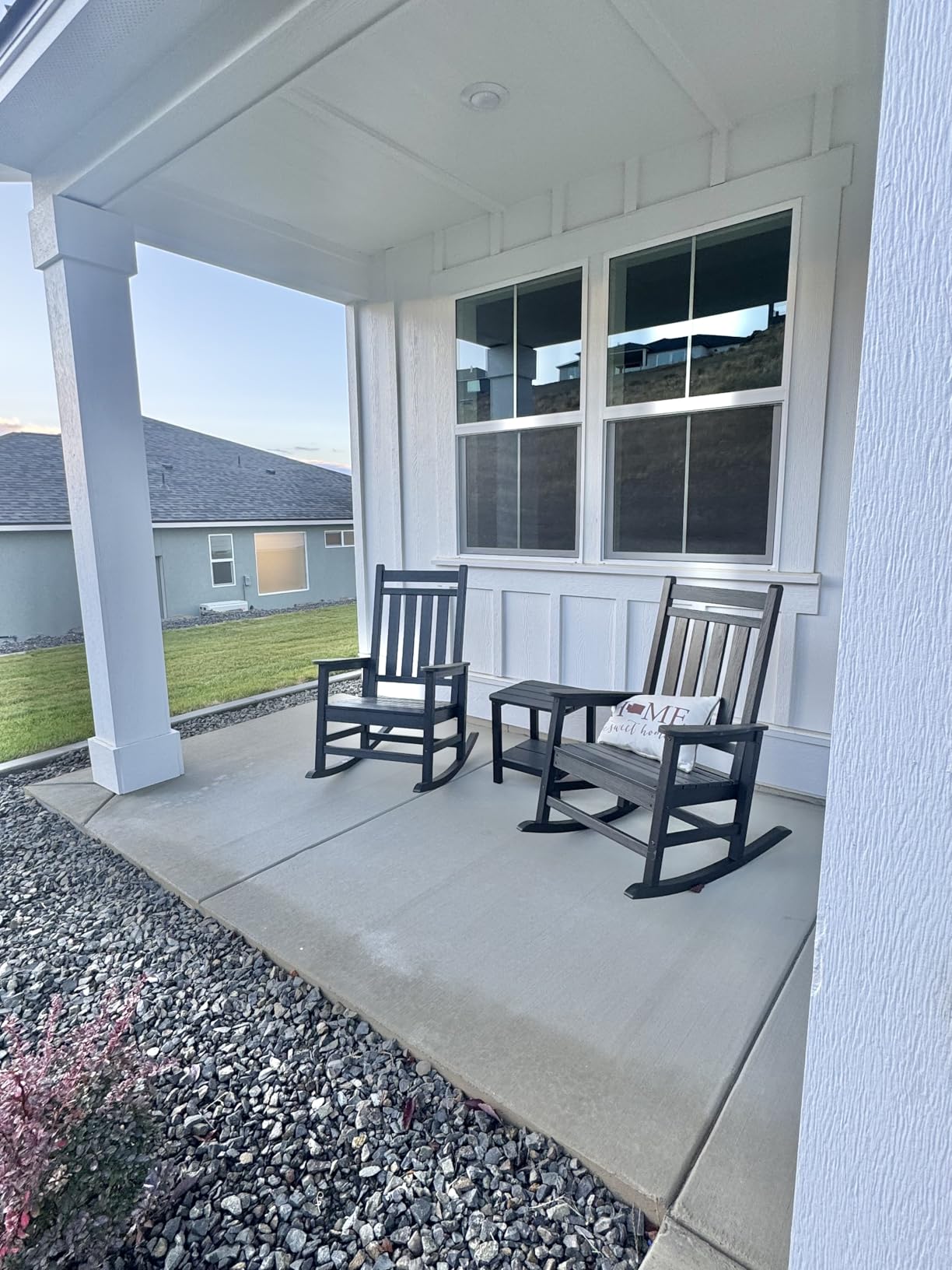 SERWALL Outdoor Rocking Chair Set of 2, HDPE Rocking Chairs for Adult, Grey | 21.1