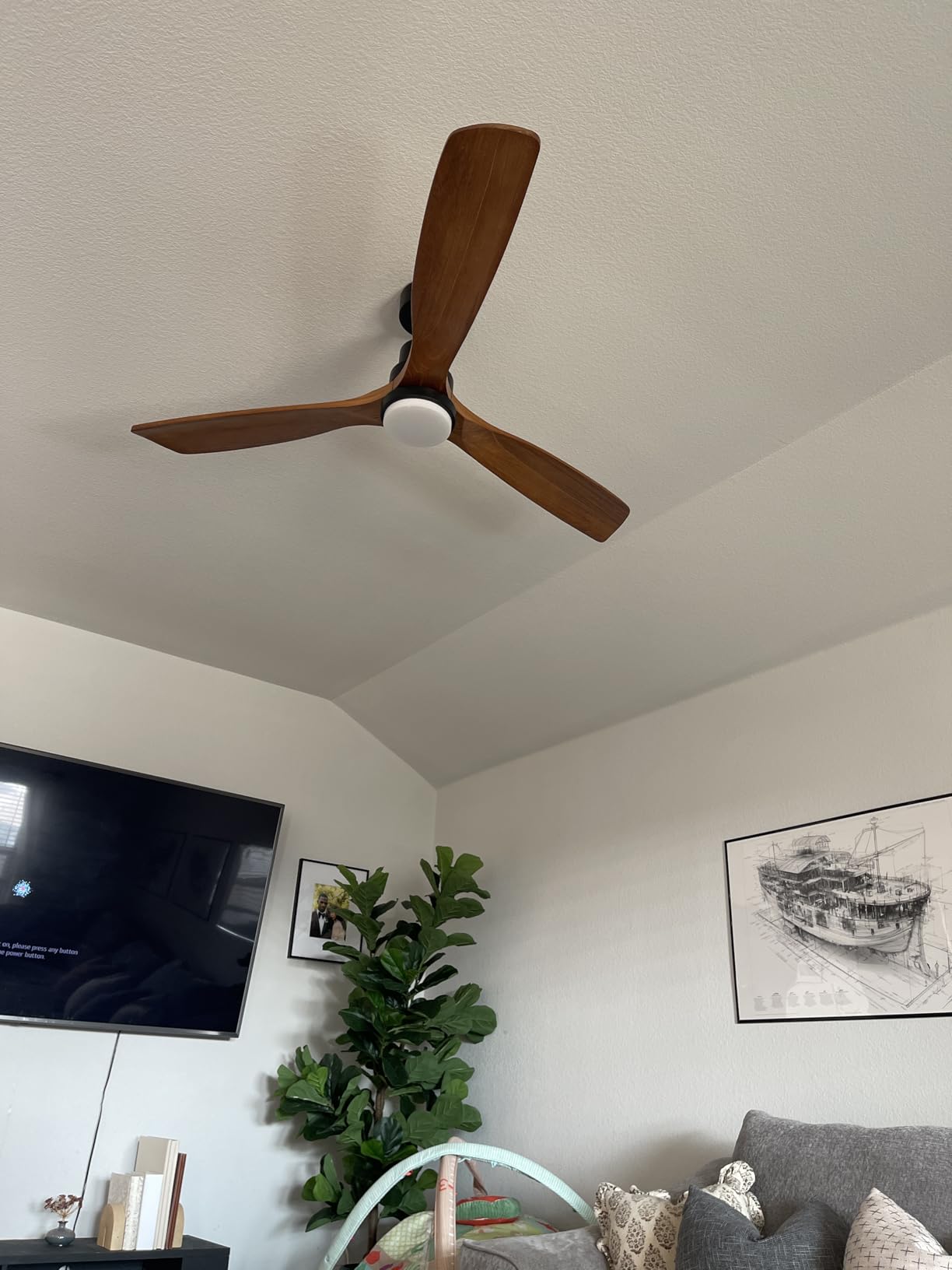 Ceiling Fans with Lights and Remote, 52 Inch Outdoor Ceiling Fan for Patios with Light 3 Downrods, 3 Blades Modern Ceiling Fan Noiseless Reversible DC Motor, Wood Fan for Farmhouse - Customer Photo 1