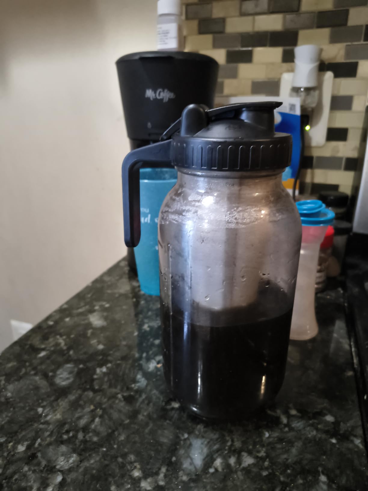 Cold Brew Mason Coffee Maker - 64oz Iced Coffee Pitcher with Stainless Steel Mixing Spoon & Super Dense Filter 3 Steps Finish Cold Brew Coffee, Classic BPA Free Sturdy Mason jar Pitcher Easy to Clean Customer Review Cold Brew Mason Coffee Maker - 64oz Iced Coffee Pitcher with Stainless Steel Mixing Spoon & Super Dense Filter 3 Steps Finish Cold Brew Coffee, Classic BPA Free Sturdy Mason jar Pitcher Easy to Clean - Customer Photo 1