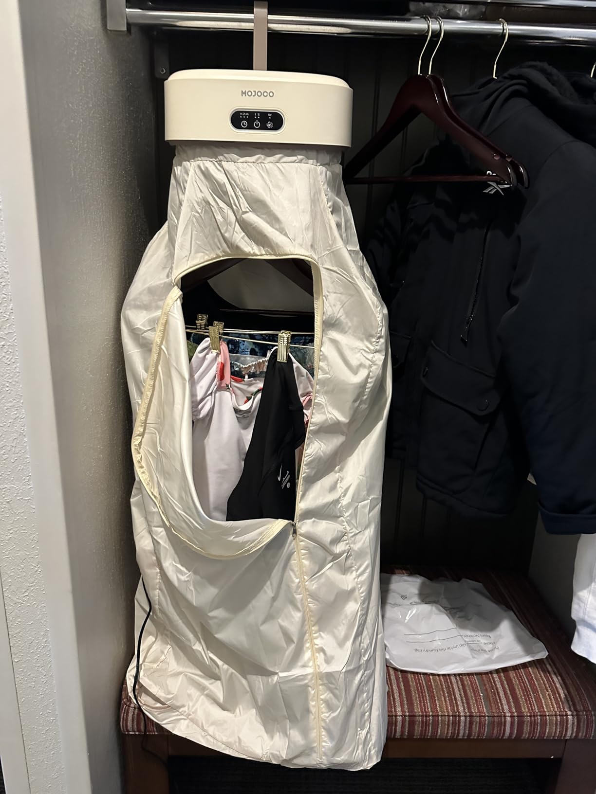 MOJOCO Portable Clothes Dryer - Mini/Compact Dryer for Apartment, RV, Travel - Small Quiet Fast-Drying Machine with Adjustable Timer & Hassle-Free Setup customer photo 2