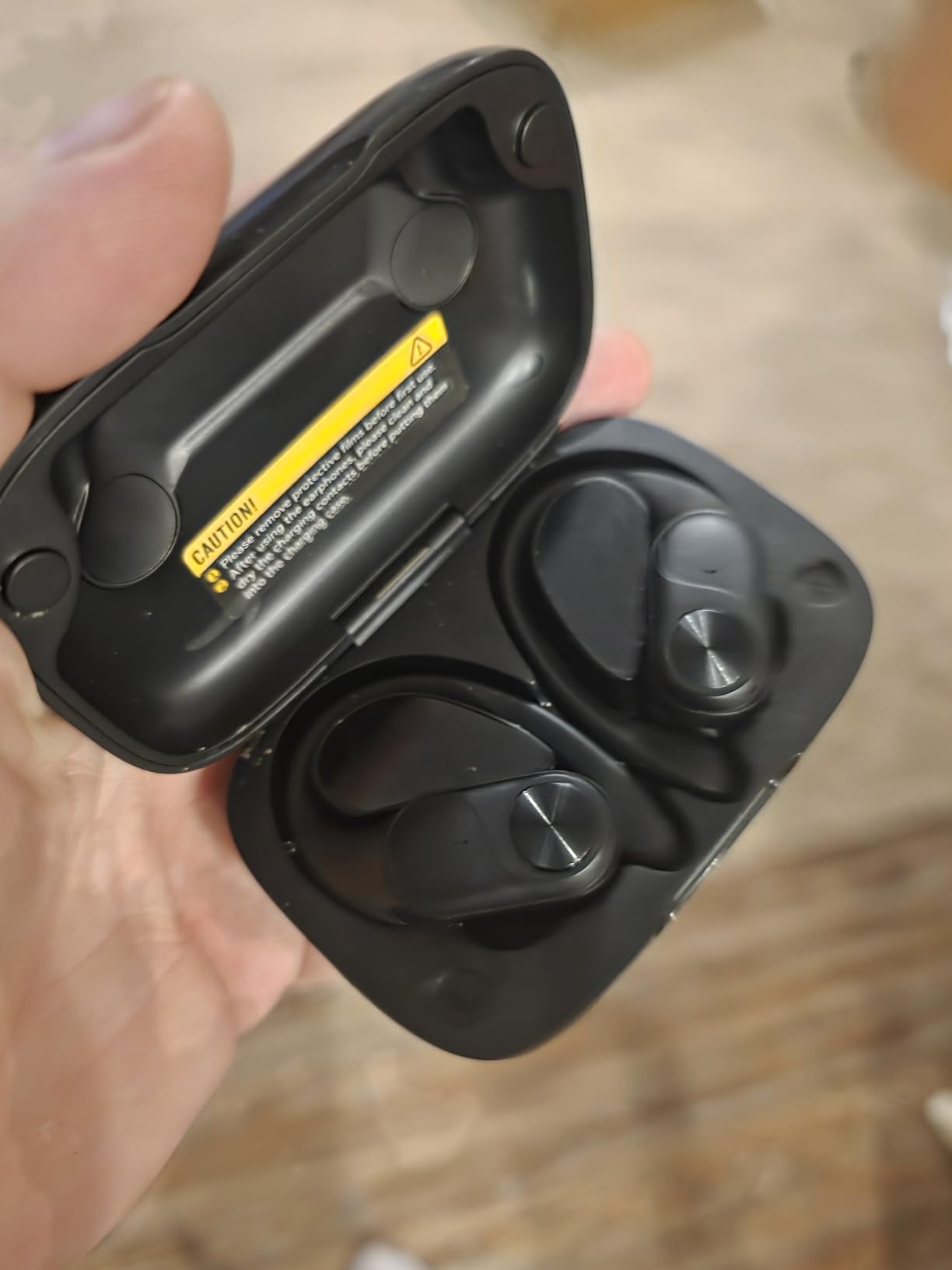 PocBuds Bluetooth Headphones Wireless Earbuds 80hrs Playtime Wireless Charging Case Digital Display Sports Ear Buds with Earhook Deep Bass IPX7 Waterproof Over-Ear Earphones for TV Phone Laptop Black customer photo 1