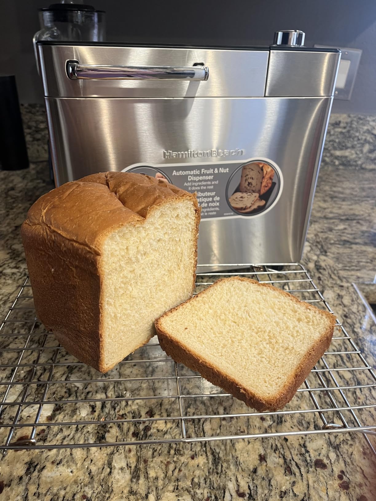 Hamilton Beach 29890 Premium Dough & Bread Maker Machine with Auto Fruit and Nut Dispenser, 2 lb. Loaf Capacity, 21 Programmable Settings Includes Gluten Free+Keto, Stainless Steel Customer Review Hamilton Beach 29890 Premium Dough & Bread Maker Machine with Auto Fruit and Nut Dispenser, 2 lb. Loaf Capacity, 21 Programmable Settings Includes Gluten Free+Keto, Stainless Steel - Customer Photo 2